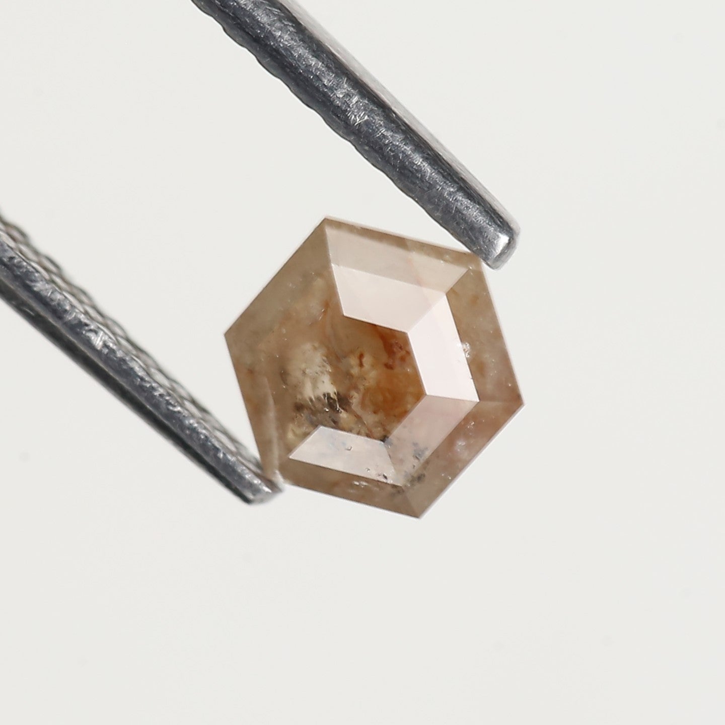 0.47 Carat Natural Hexagon Peach Salt and Pepper Diamond 4.80 MM