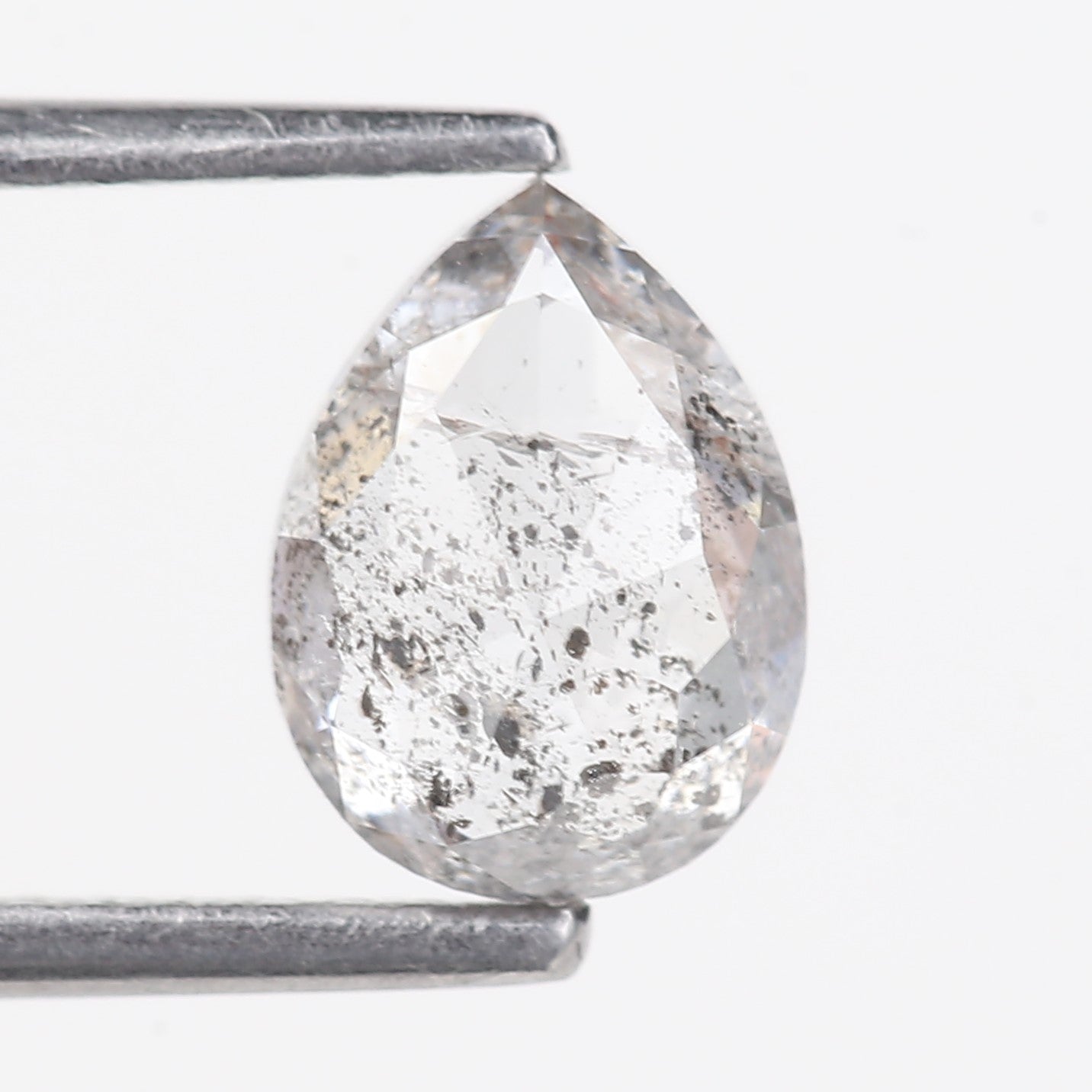 1.52 Carat Natural Pear Cut Fancy Grey Salt And Pepper Diamond 7.94 MM
