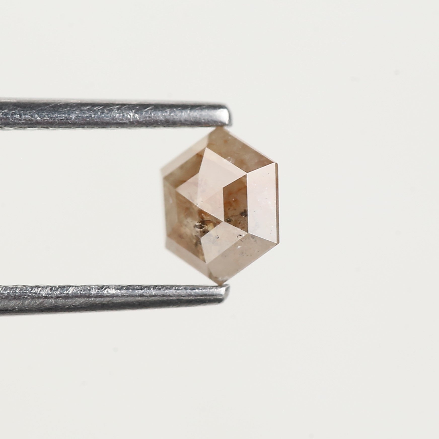0.47 Carat Natural Hexagon Peach Salt and Pepper Diamond 4.80 MM