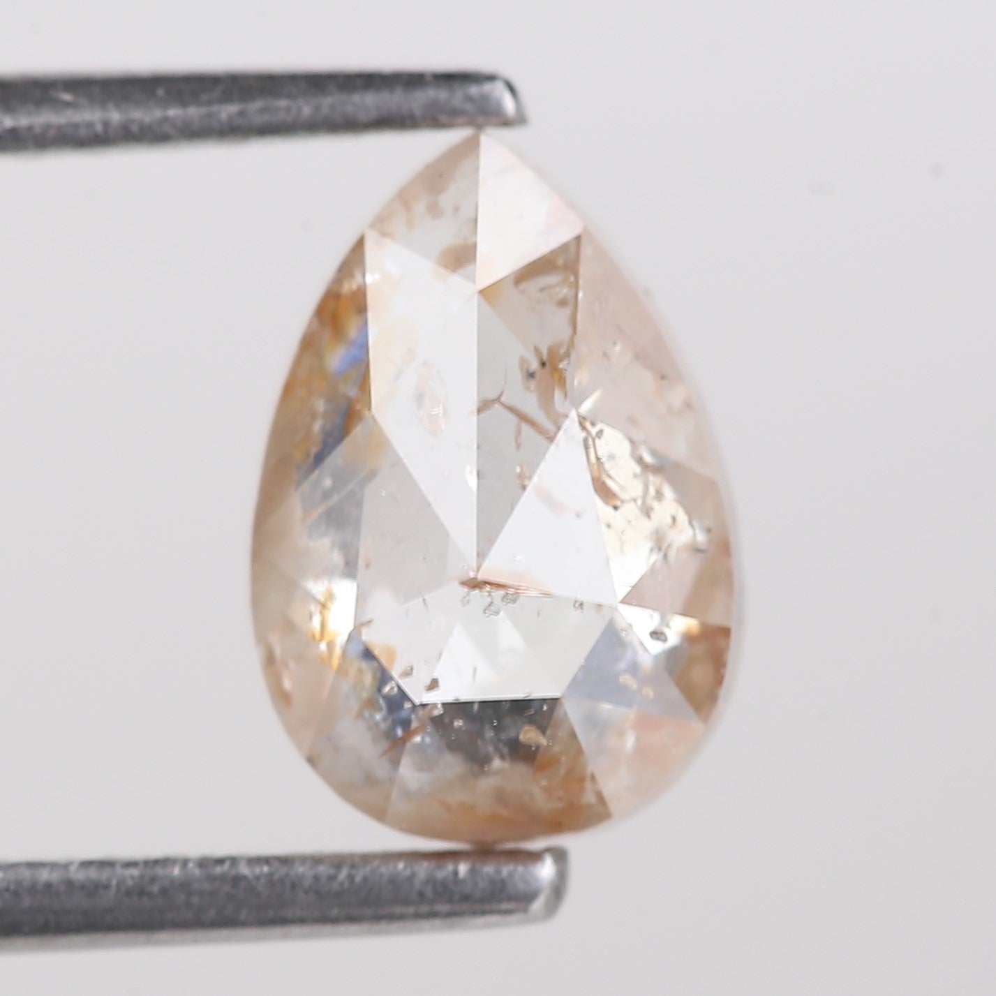 1.29 Carat Natural Orange Pear Salt And Pepper Loose Diamond 8.25 MM