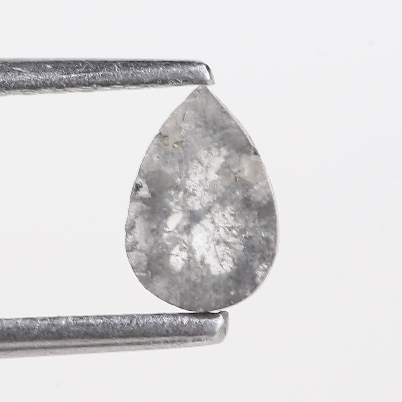 0.42 Carat Natural Gray Salt And Pepper Pear Cut Diamond 6.14 MM