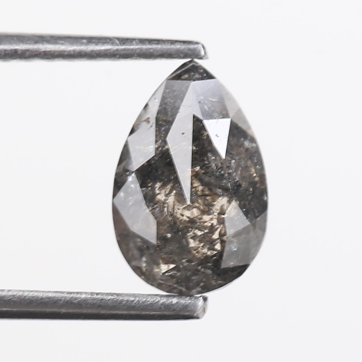 1.22 Carat Natural Salt And Pepper Diamond Grey Pear Cut Diamond 8.50 MM