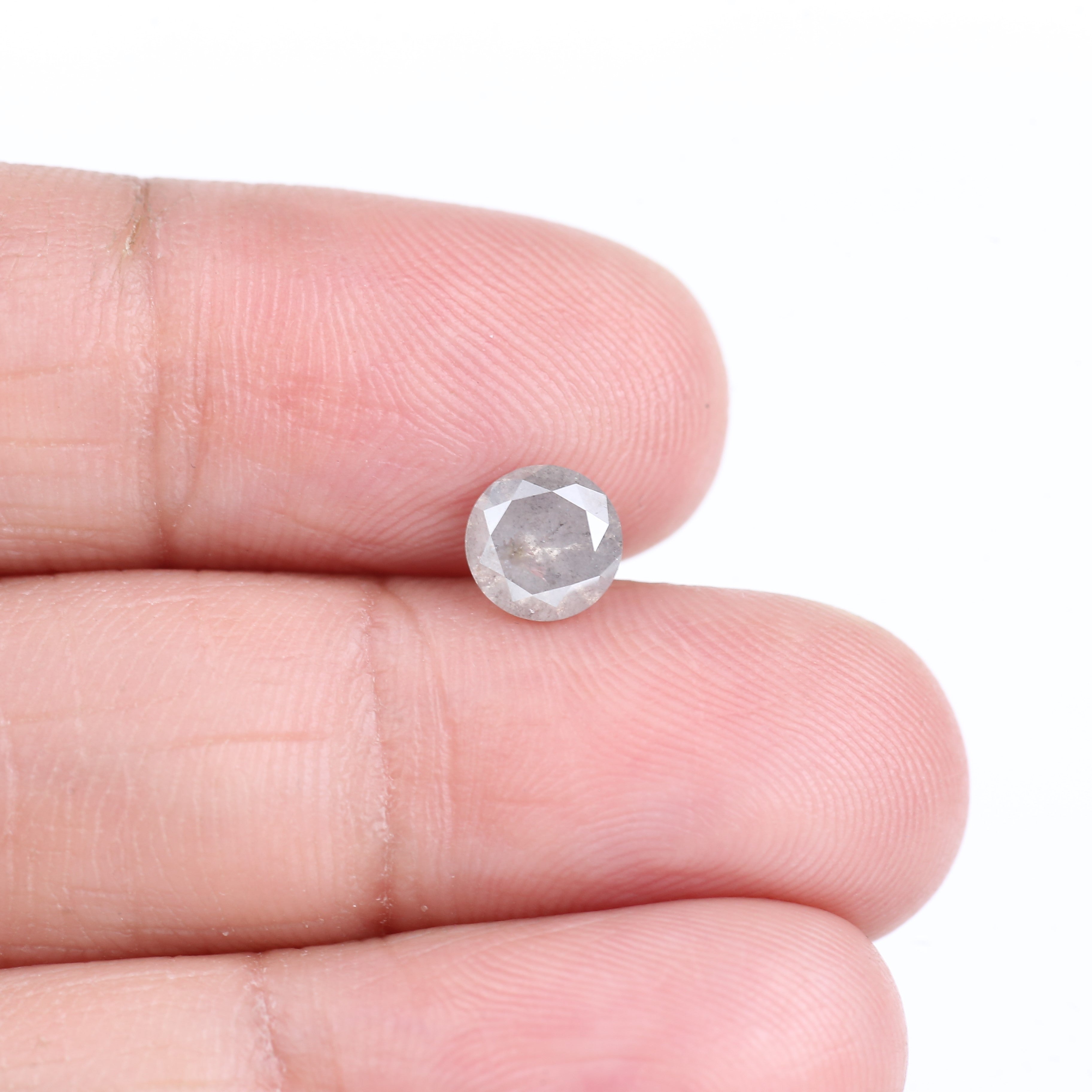 0.81 Carat Natural Gray Round Salt and Pepper Diamond 7.18 MM