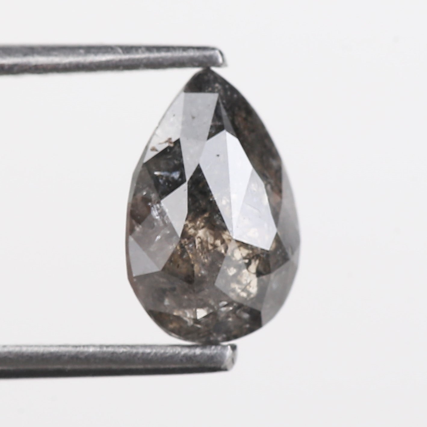 1.22 Carat Natural Salt And Pepper Diamond Grey Pear Cut Diamond 8.50 MM