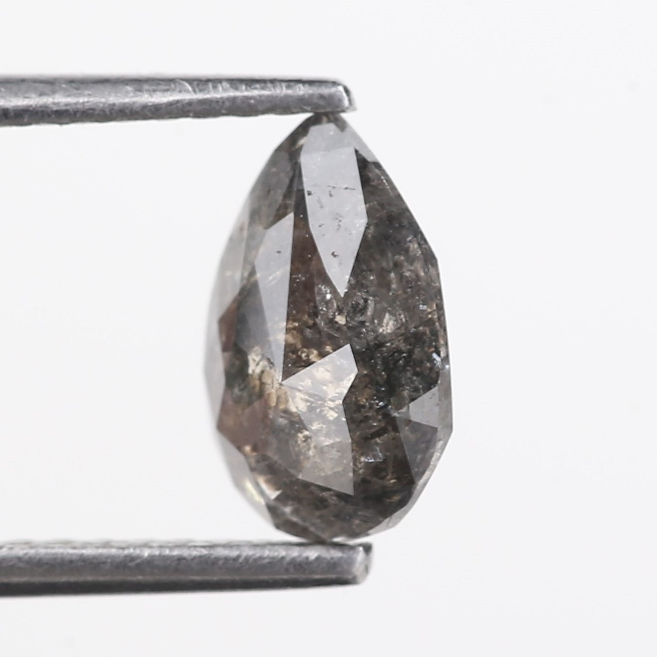 1.22 Carat Natural Salt And Pepper Diamond Grey Pear Cut Diamond 8.50 MM