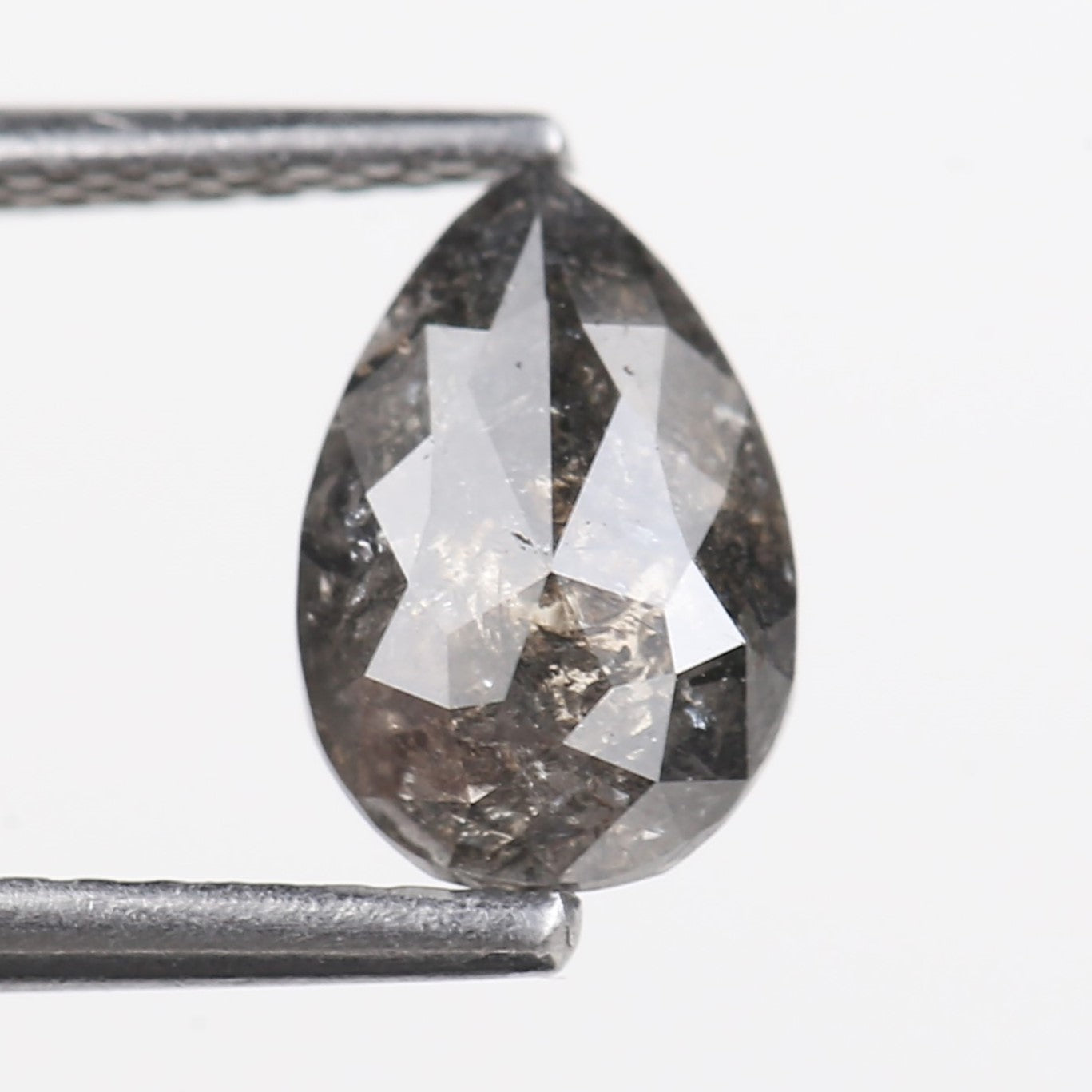 1.22 Carat Natural Salt And Pepper Diamond Grey Pear Cut Diamond 8.50 MM