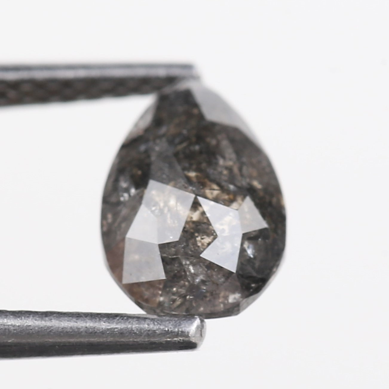 1.22 Carat Natural Salt And Pepper Diamond Grey Pear Cut Diamond 8.50 MM