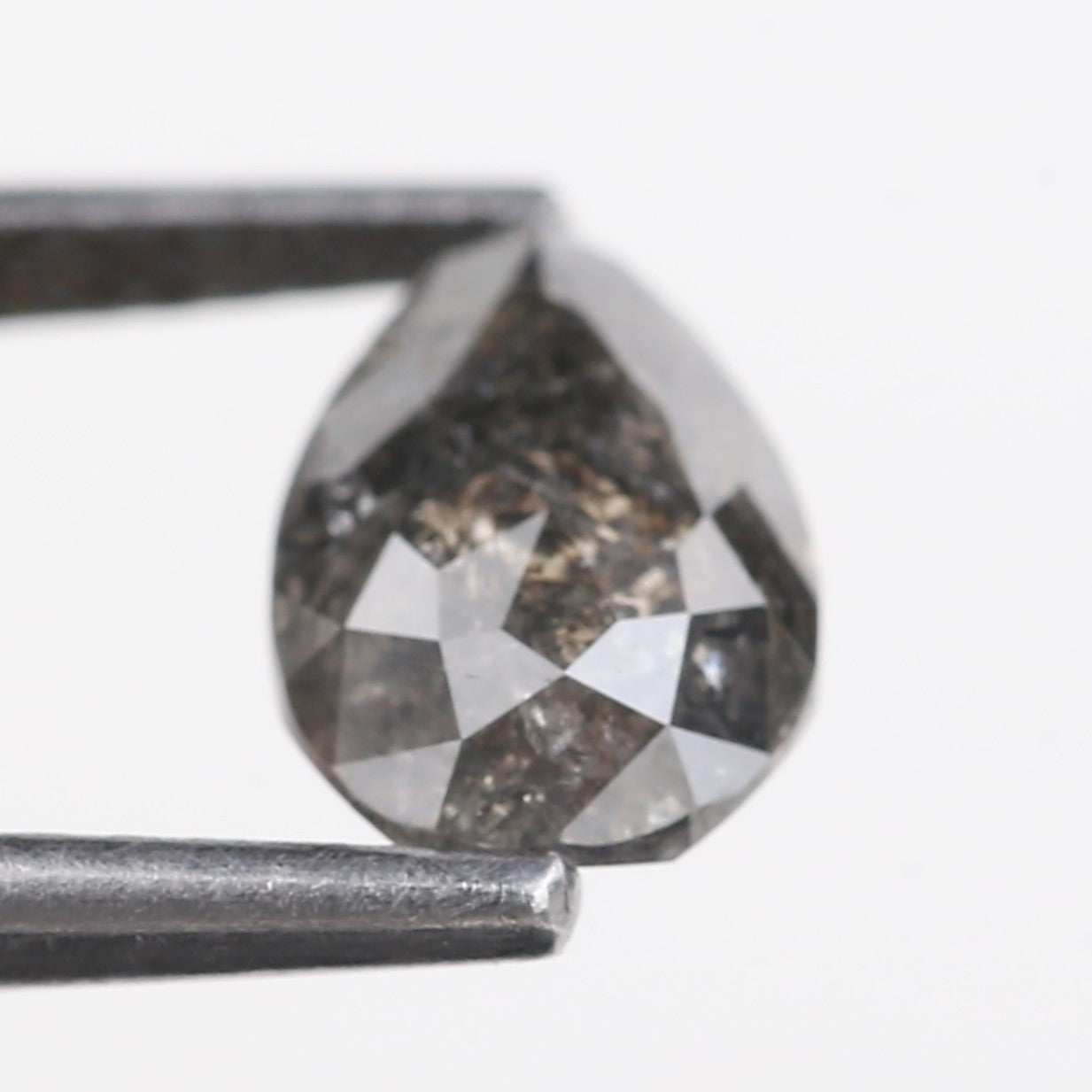 1.22 Carat Natural Salt And Pepper Diamond Grey Pear Cut Diamond 8.50 MM