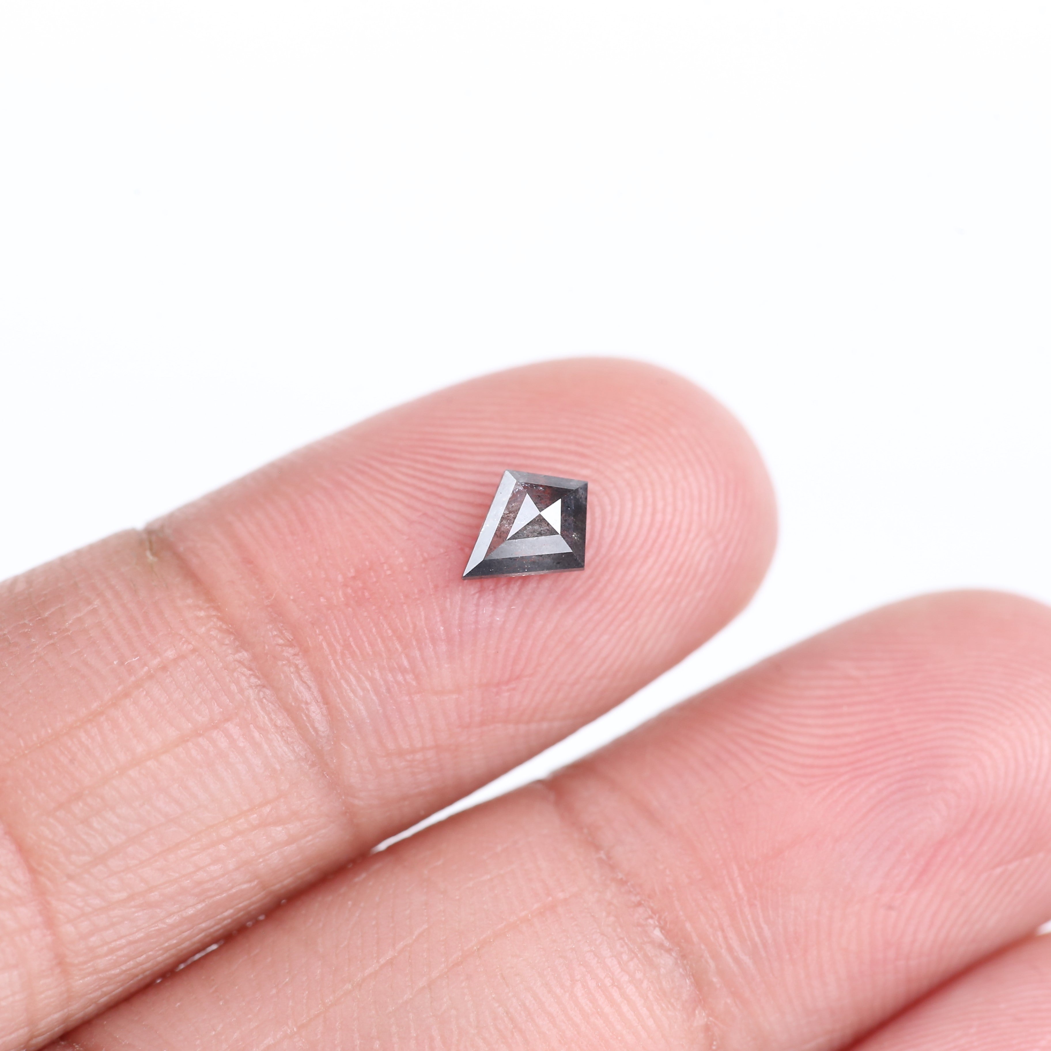 0.37 Carat Natural Gray Kite Cut Salt And Pepper Diamond 6.20 MM