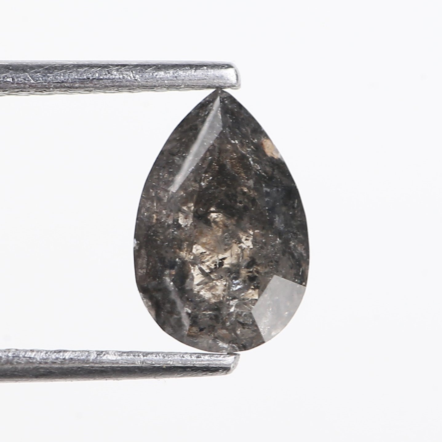 1.22 Carat Natural Salt And Pepper Diamond Grey Pear Cut Diamond 8.50 MM