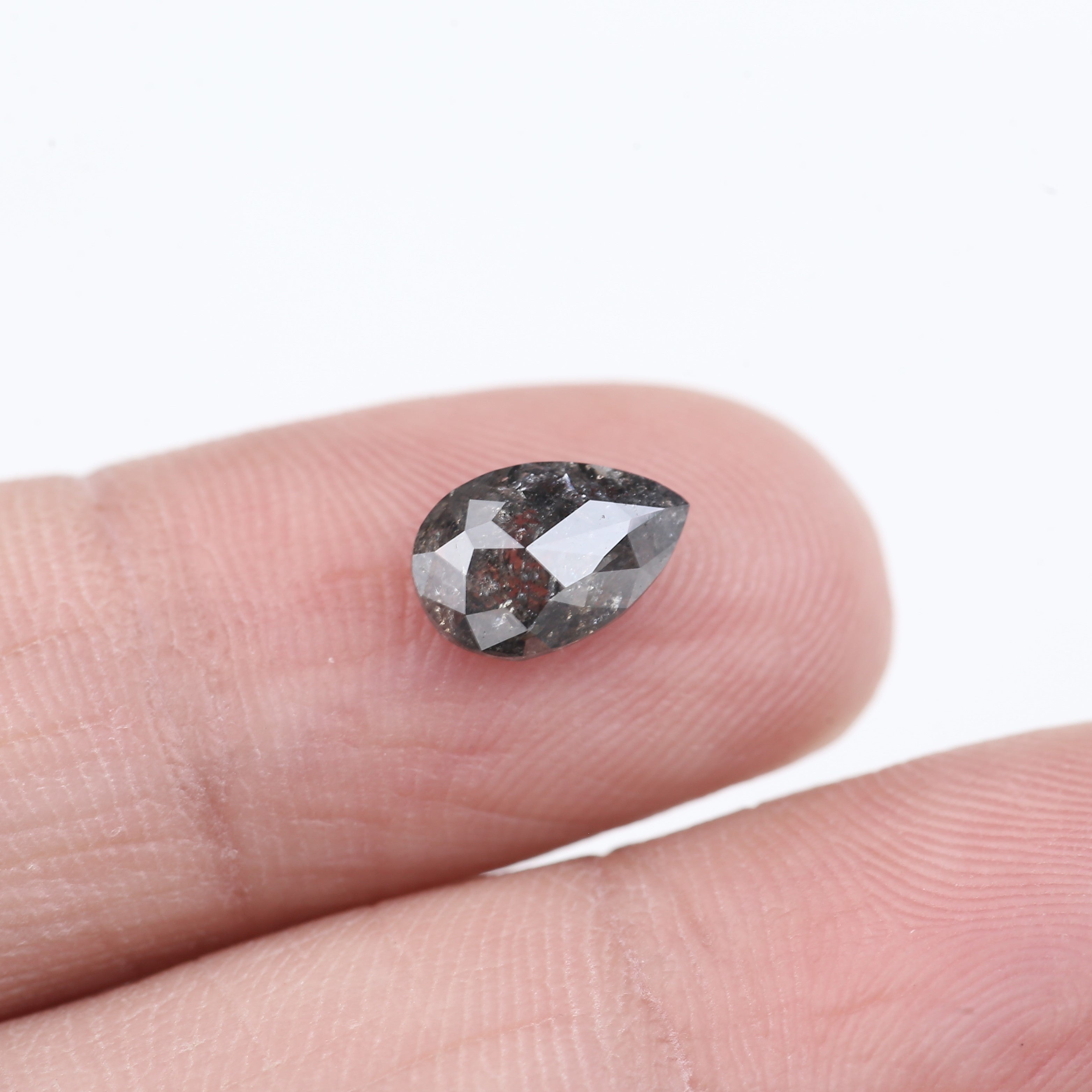 1.22 Carat Natural Salt And Pepper Diamond Grey Pear Cut Diamond 8.50 MM