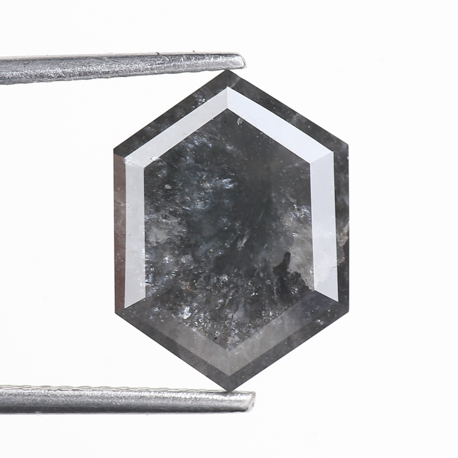 5 Carat Natural Gray Salt And Pepper Hexagon Cut Diamond 13.27 MM