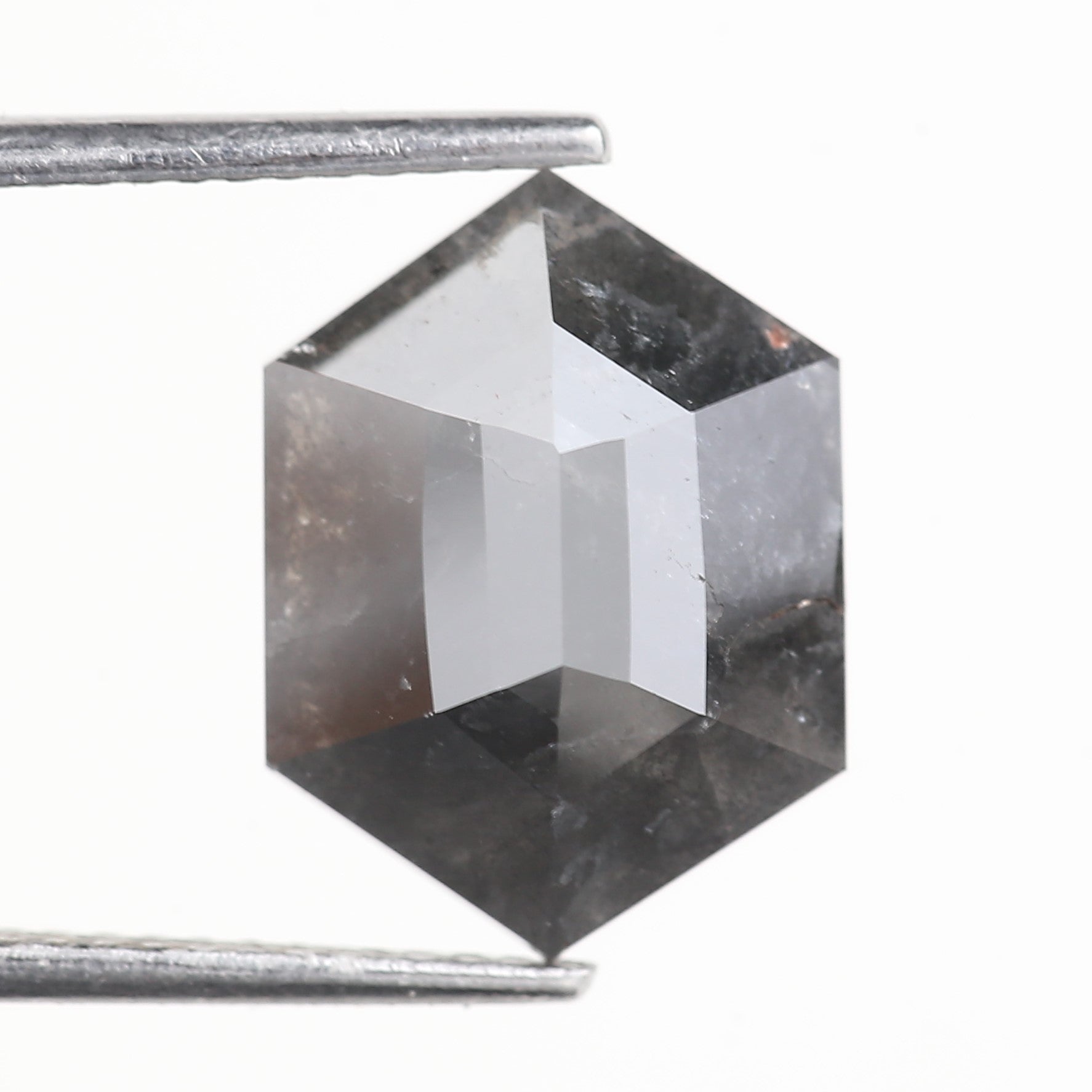 5 Carat Natural Gray Salt And Pepper Hexagon Cut Diamond 13.27 MM