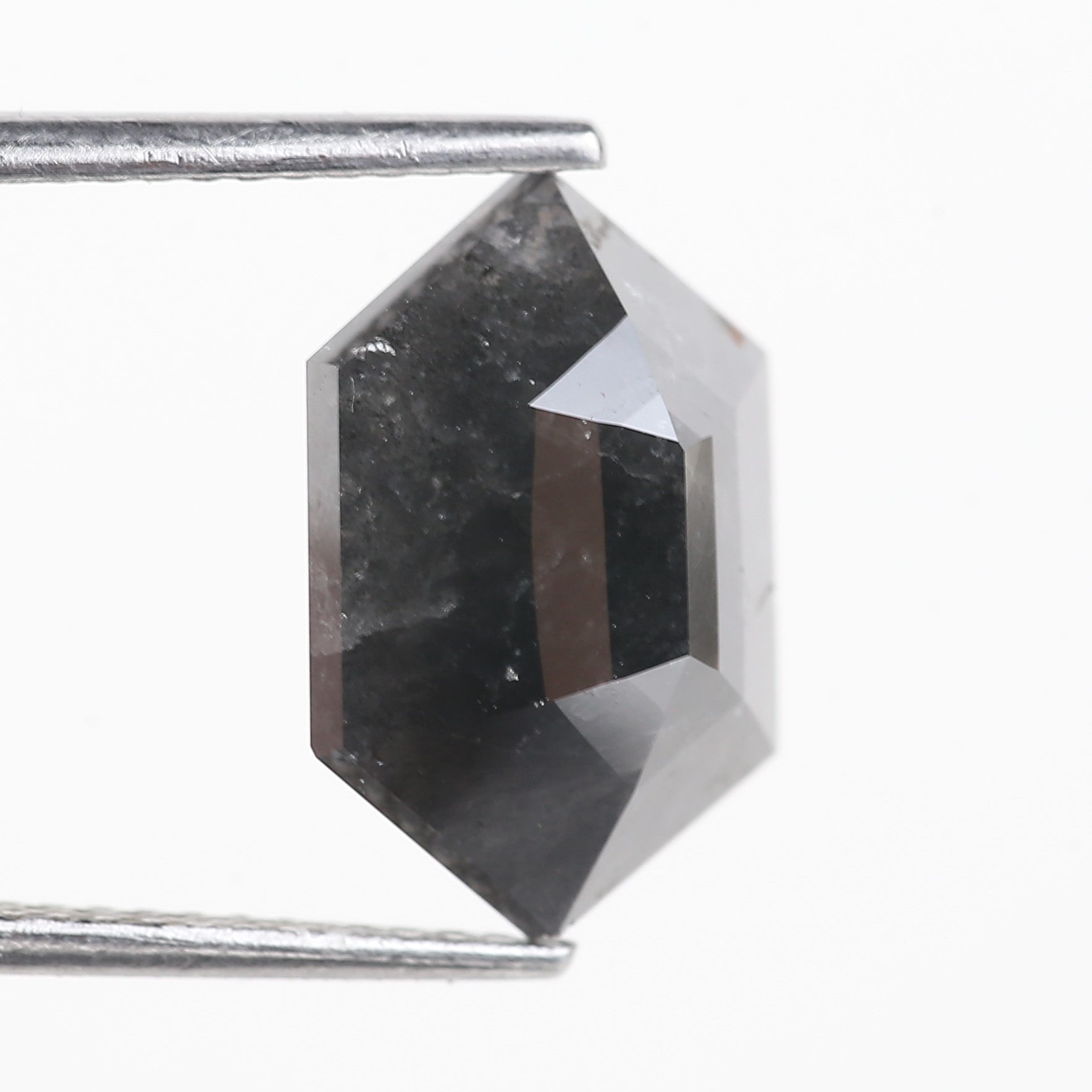 5 Carat Natural Gray Salt And Pepper Hexagon Cut Diamond 13.27 MM