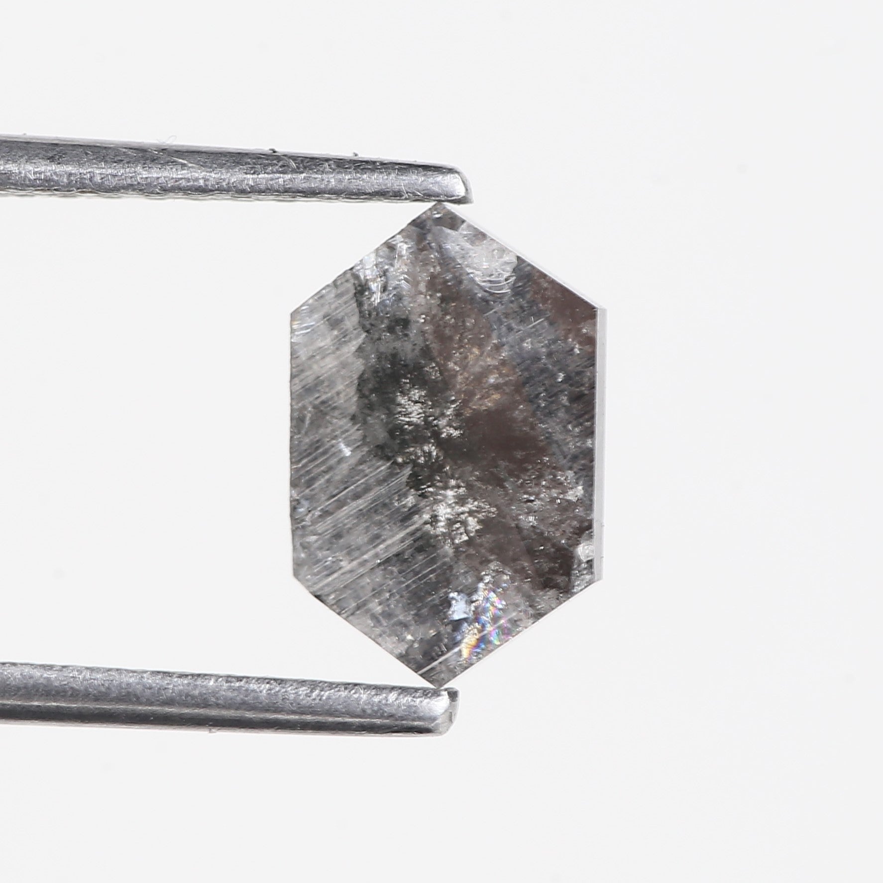 1.41 Carat Hexagon Salt And Pepper Diamond For Hex Ring 8.83 MM