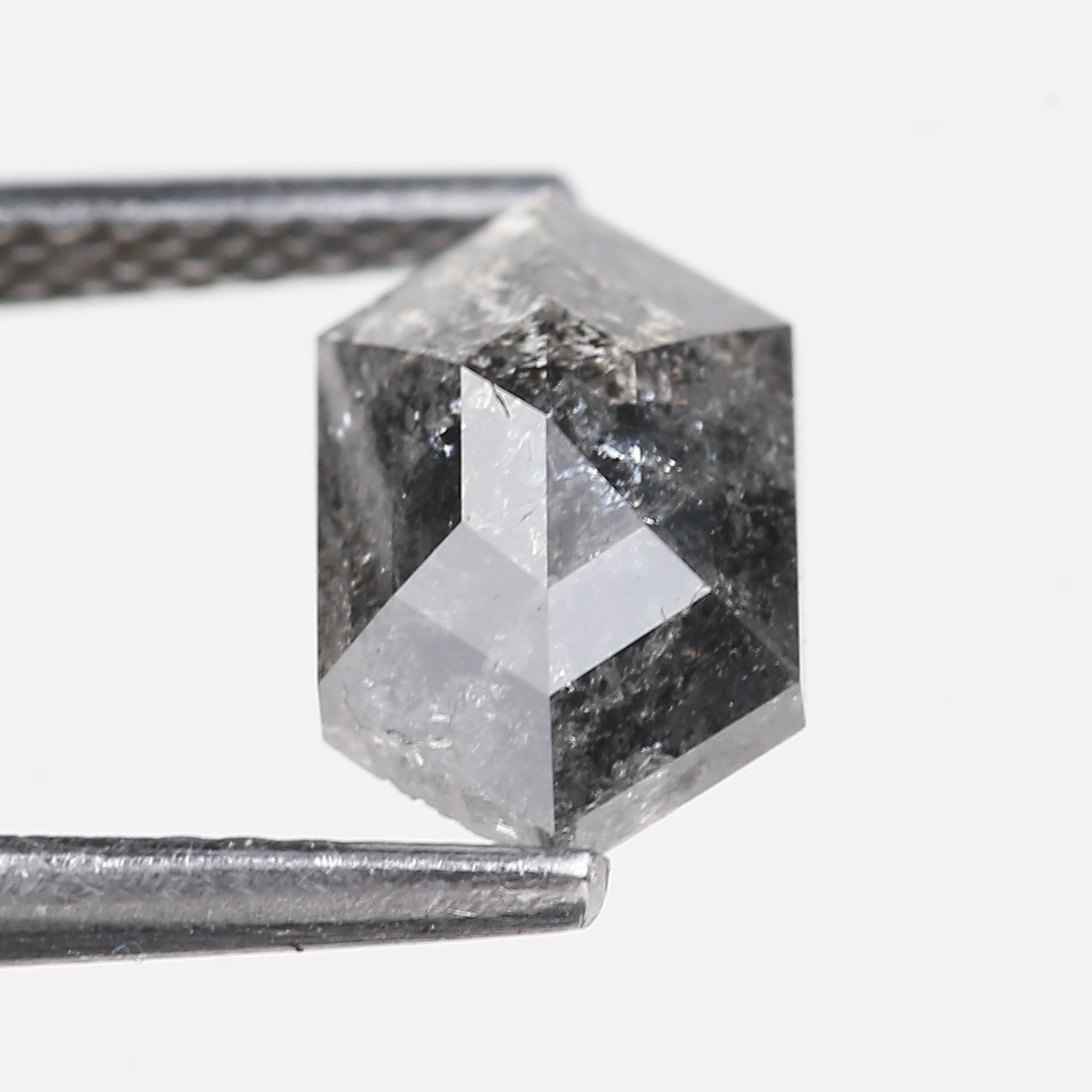 1.41 Carat Hexagon Salt And Pepper Diamond For Hex Ring 8.83 MM