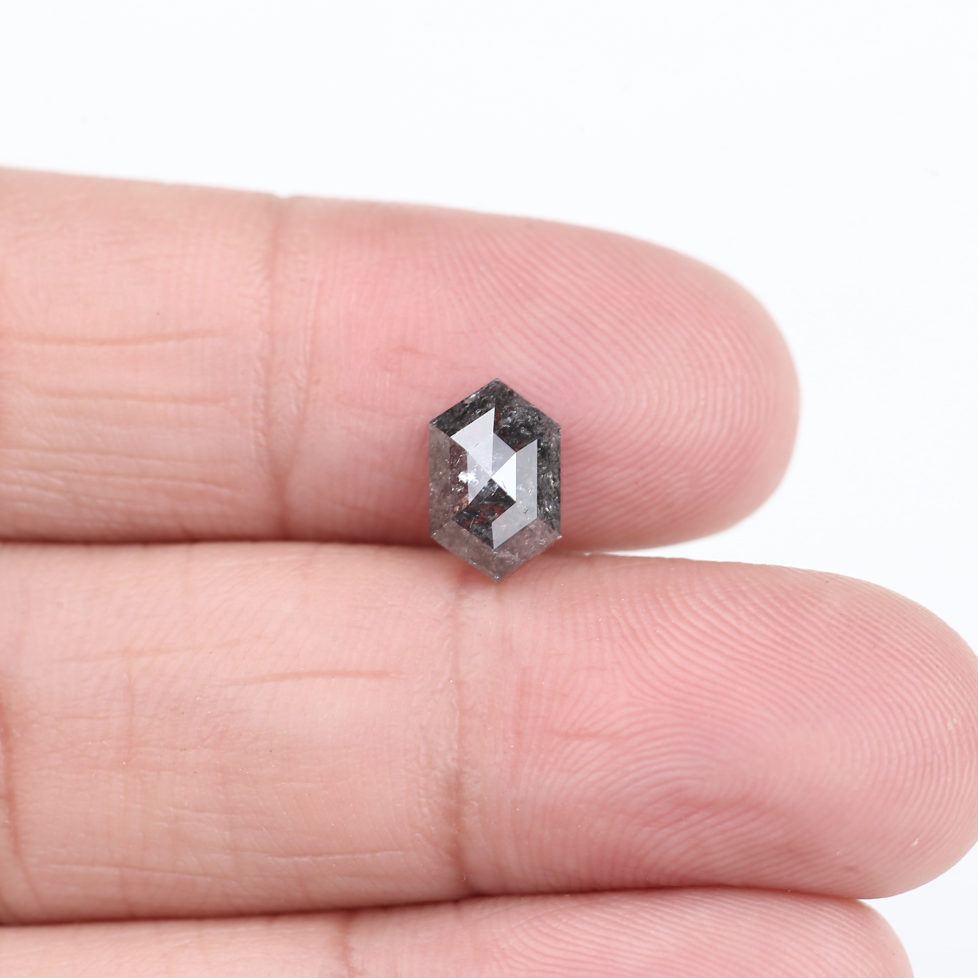 1.41 Carat Hexagon Salt And Pepper Diamond For Hex Ring 8.83 MM