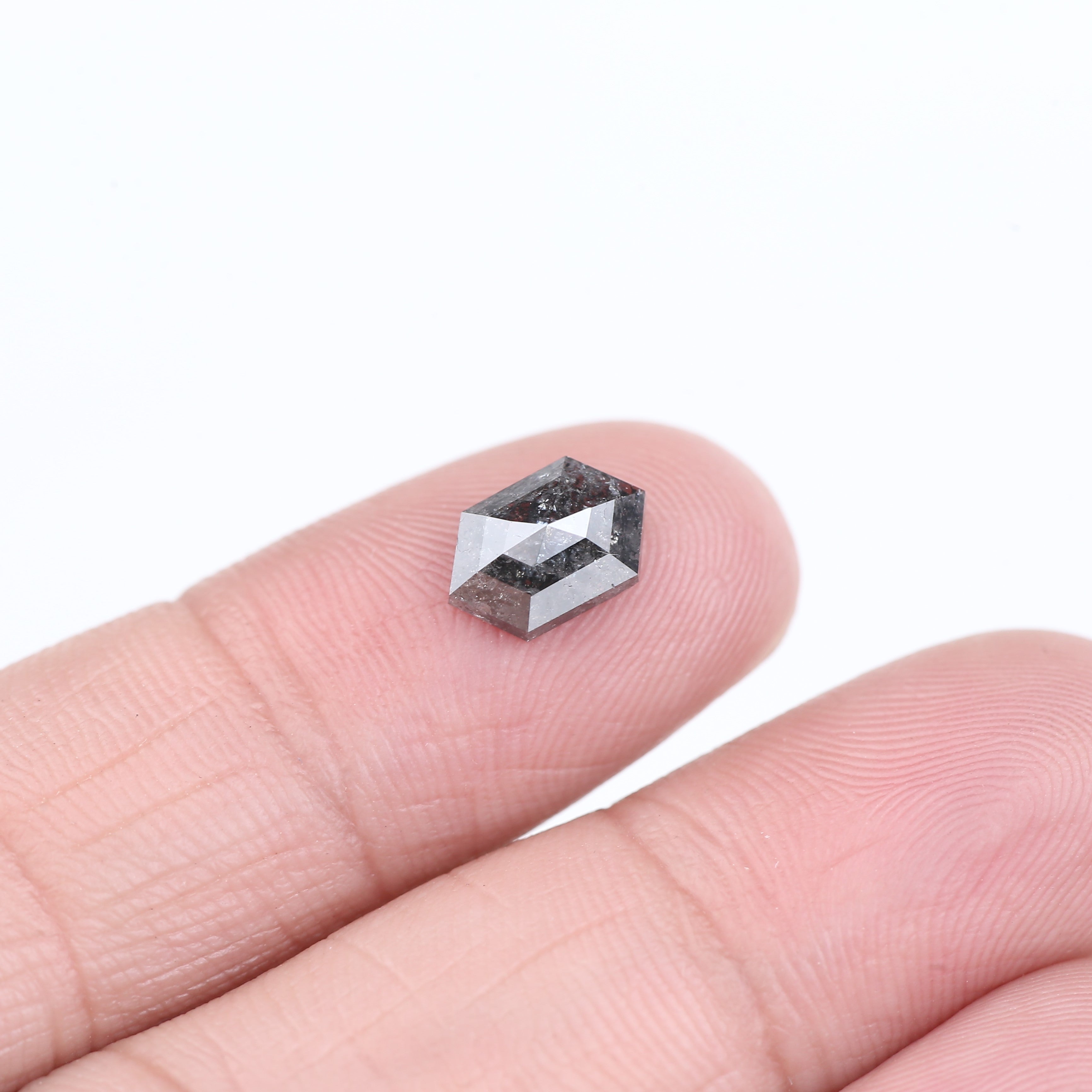 1.41 Carat Hexagon Salt And Pepper Diamond For Hex Ring 8.83 MM