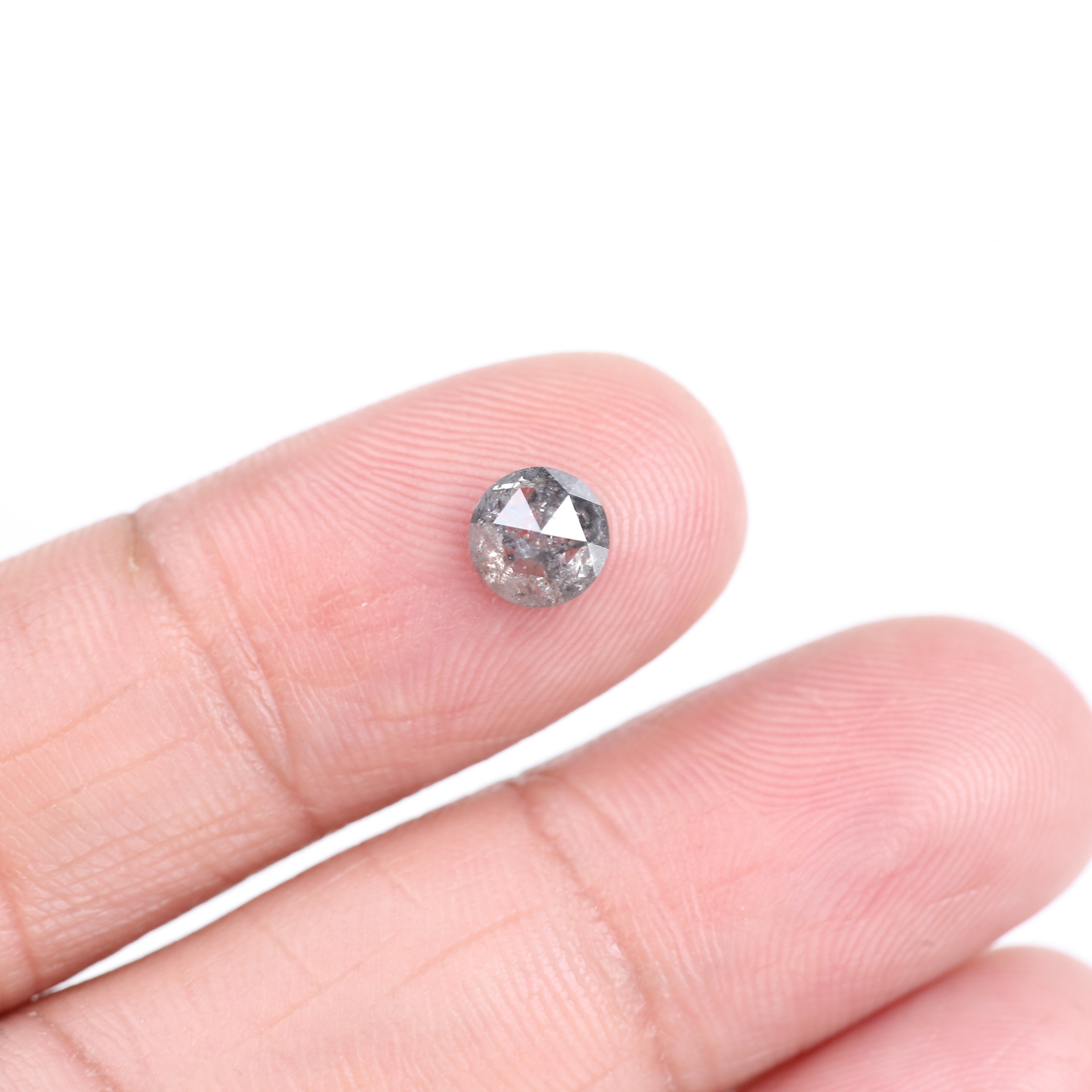 0.83 Carat Natural Gray Rose Cut Salt And Pepper Diamond 5.60 MM