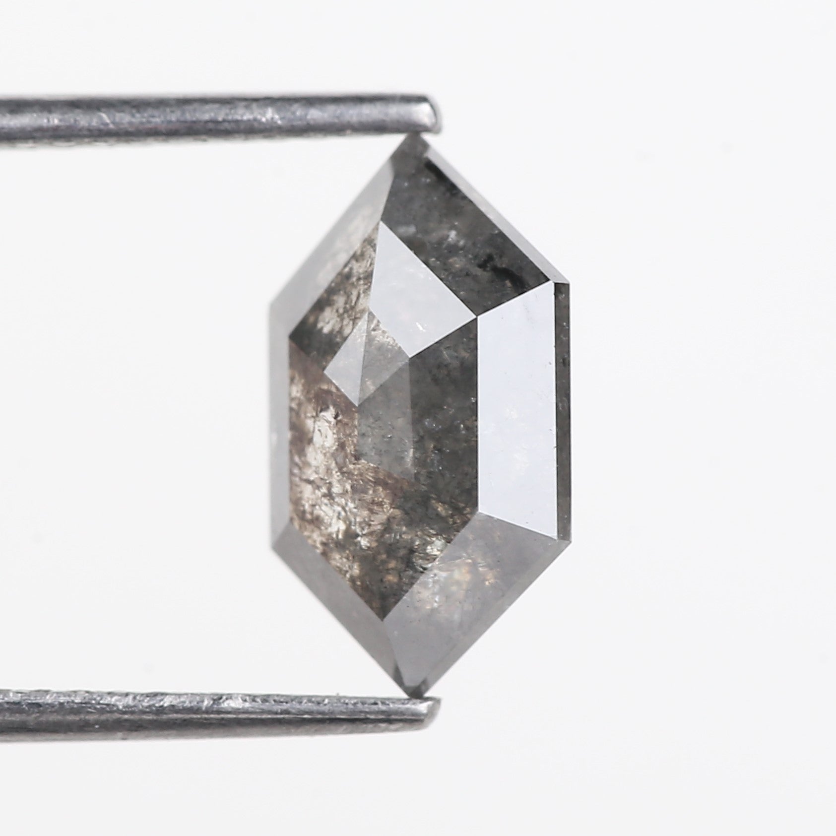 2.56 Carat Natural Salt Pepper Hexagon Cut Grey Diamond 11.60 MM