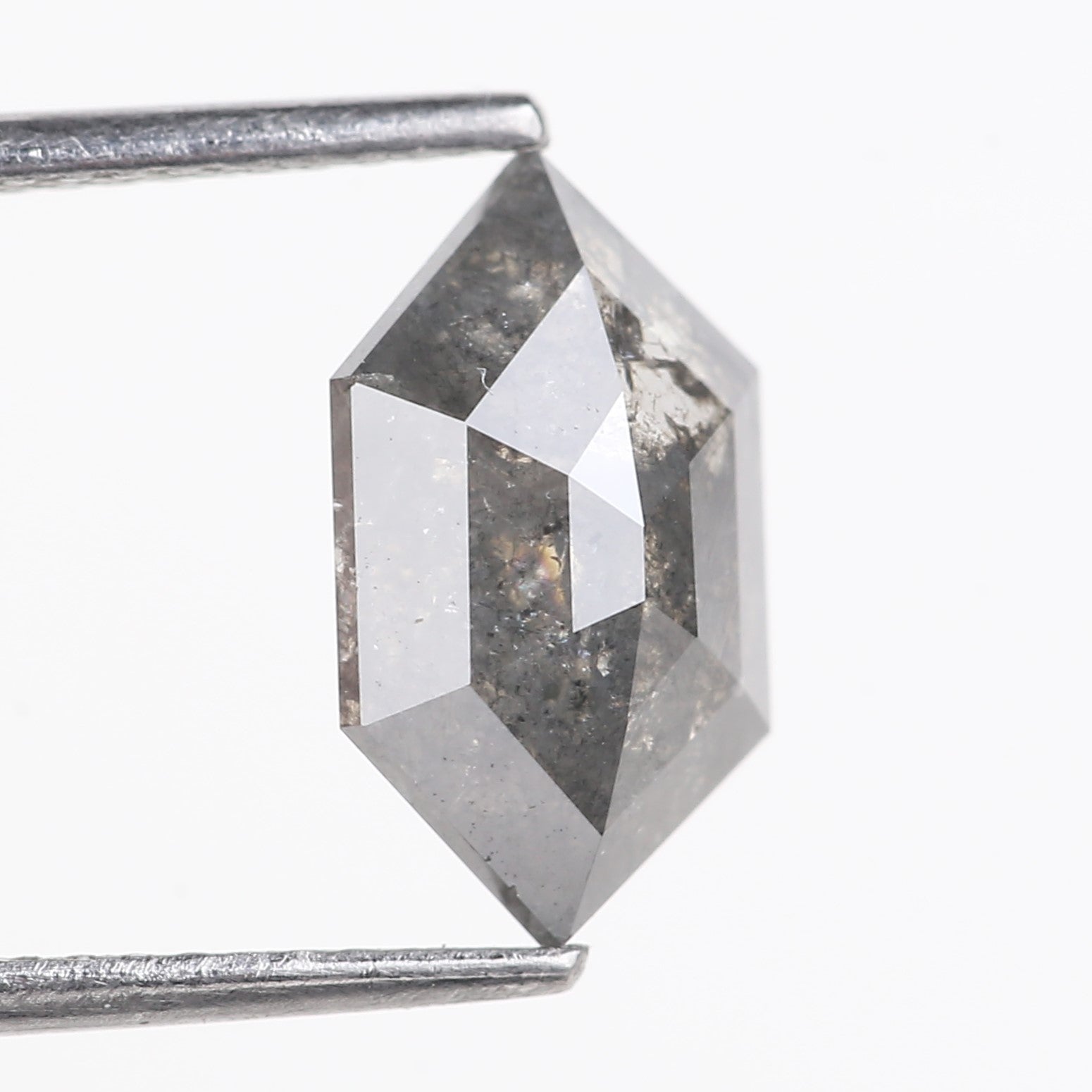 2.56 Carat Natural Salt Pepper Hexagon Cut Grey Diamond 11.60 MM