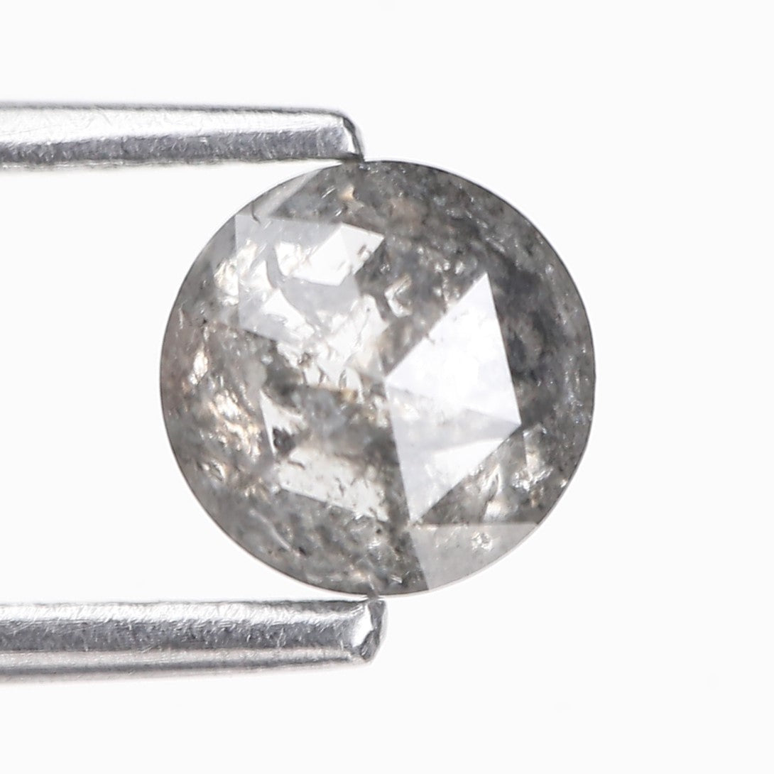 0.83 Carat Natural Gray Rose Cut Salt And Pepper Diamond 5.60 MM