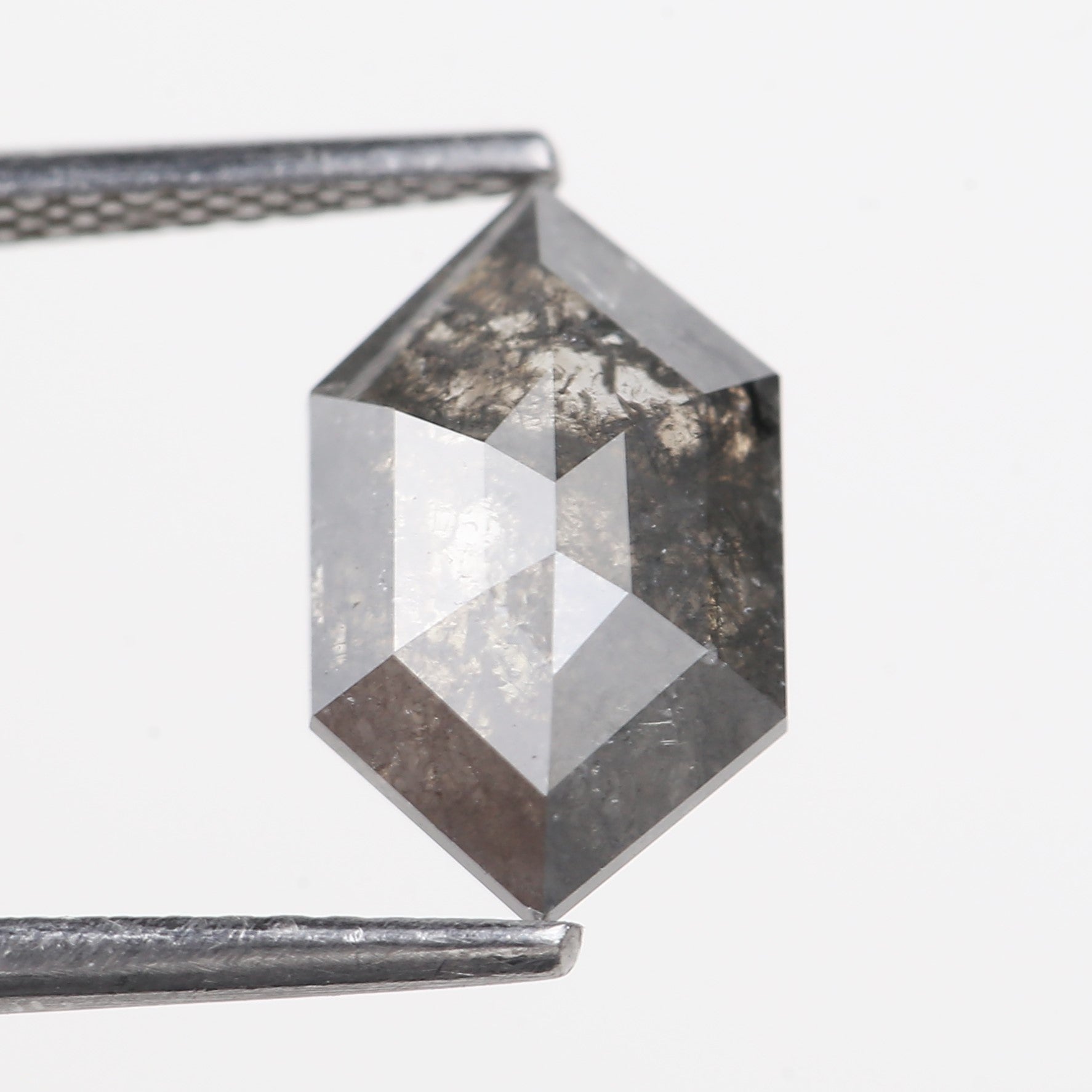 2.56 Carat Natural Salt Pepper Hexagon Cut Grey Diamond 11.60 MM