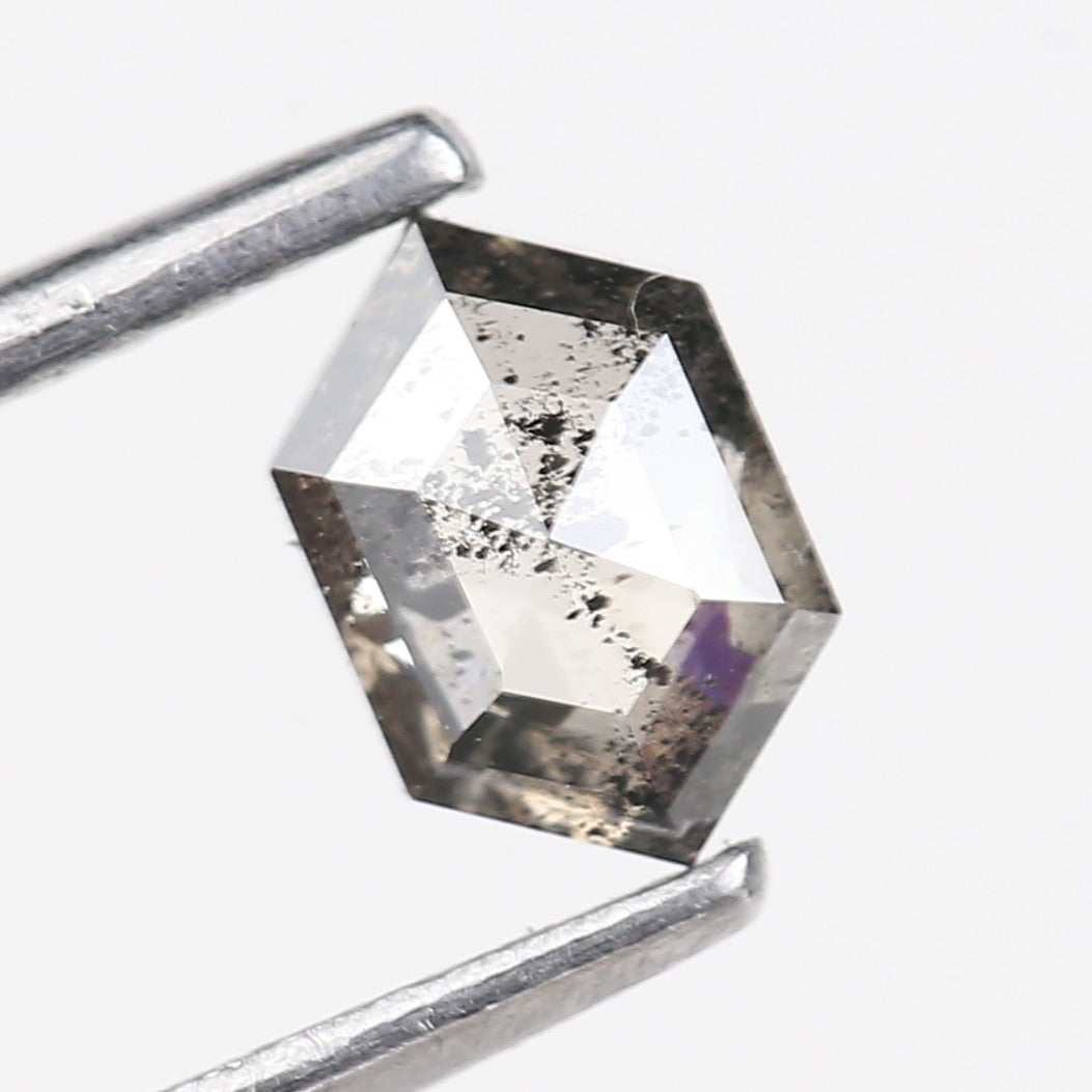 0.50 Carat Natural Hexagon Salt and Pepper Diamond 6.17 MM
