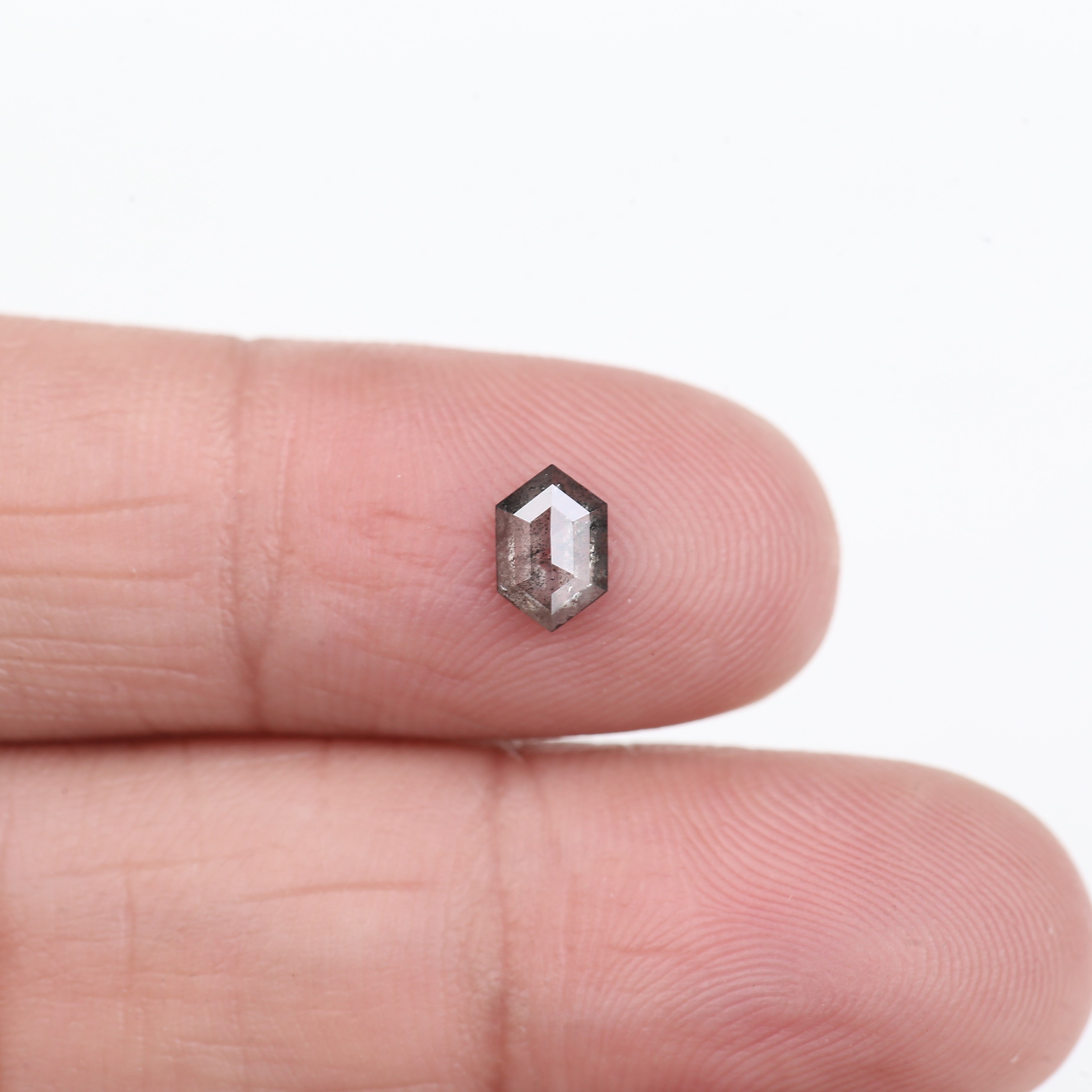 0.47 Carat Natural Salt And Pepper Hexagon Diamond Cut 6.35 MM