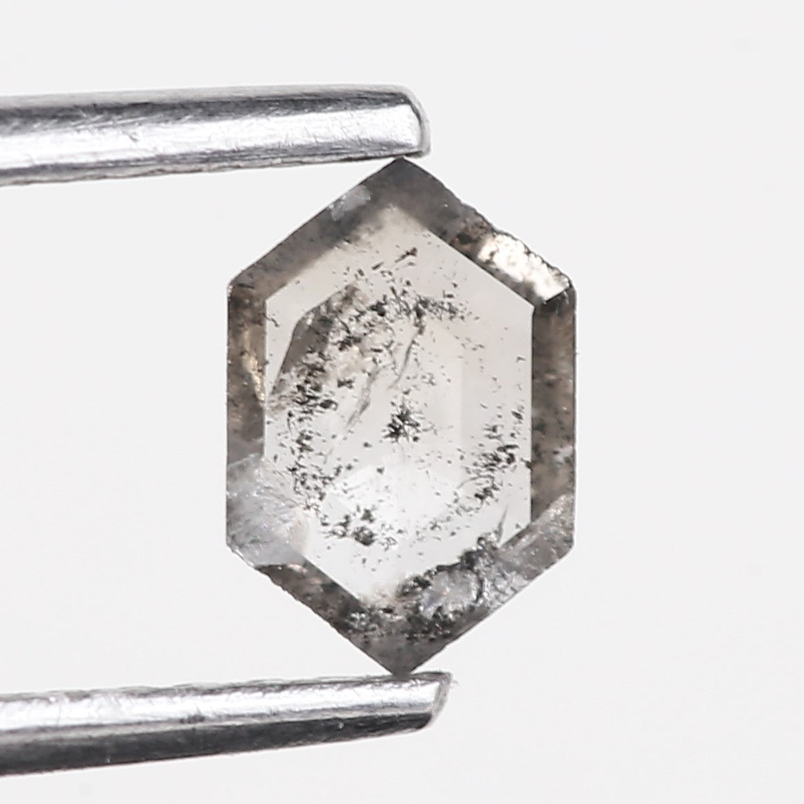 0.38 Carat Clear Salt and Pepper Diamond Hexagon 6.17 MM