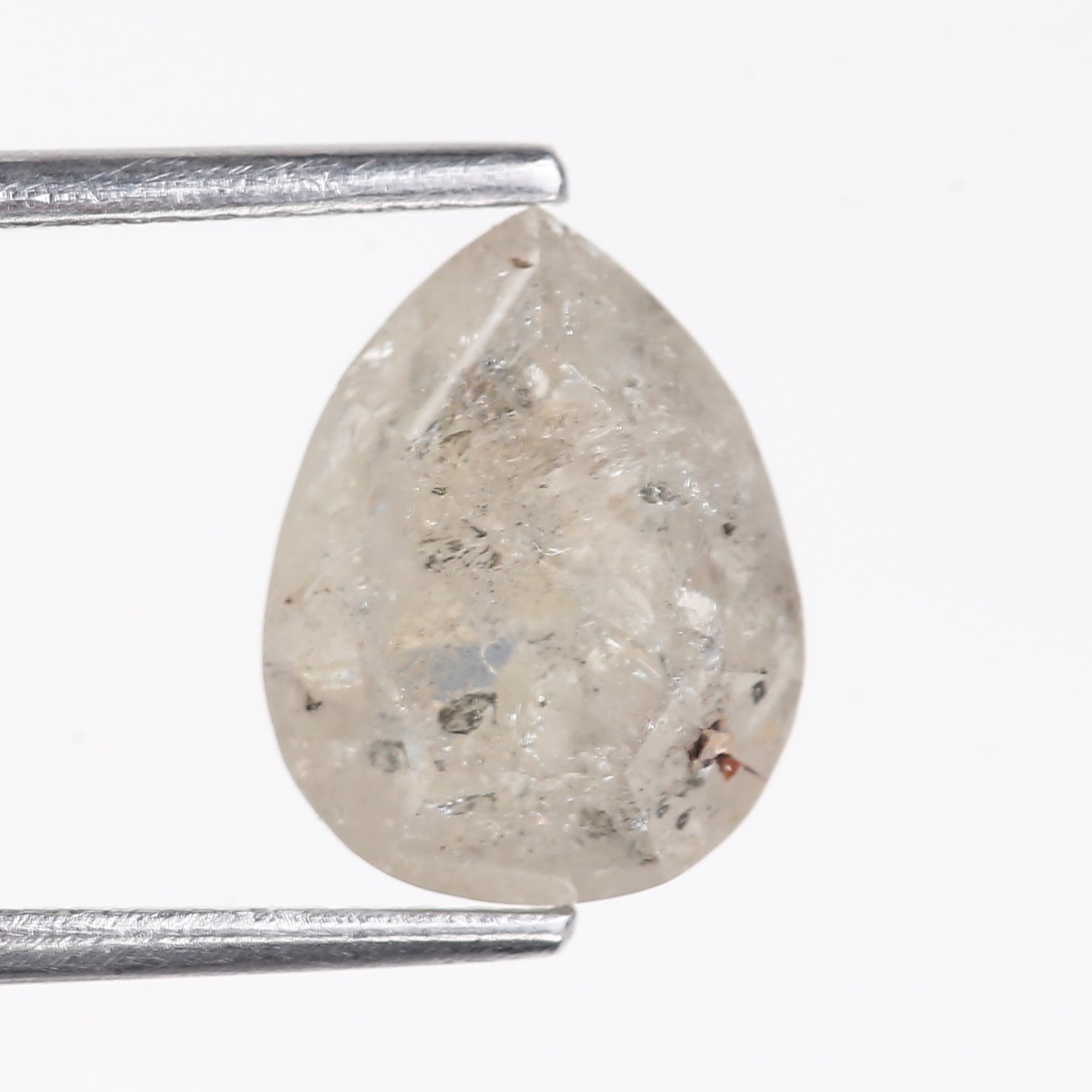 3.01 Carat Natural Light Gray Pear Cut Salt And Pepper Diamond 9.88 MM