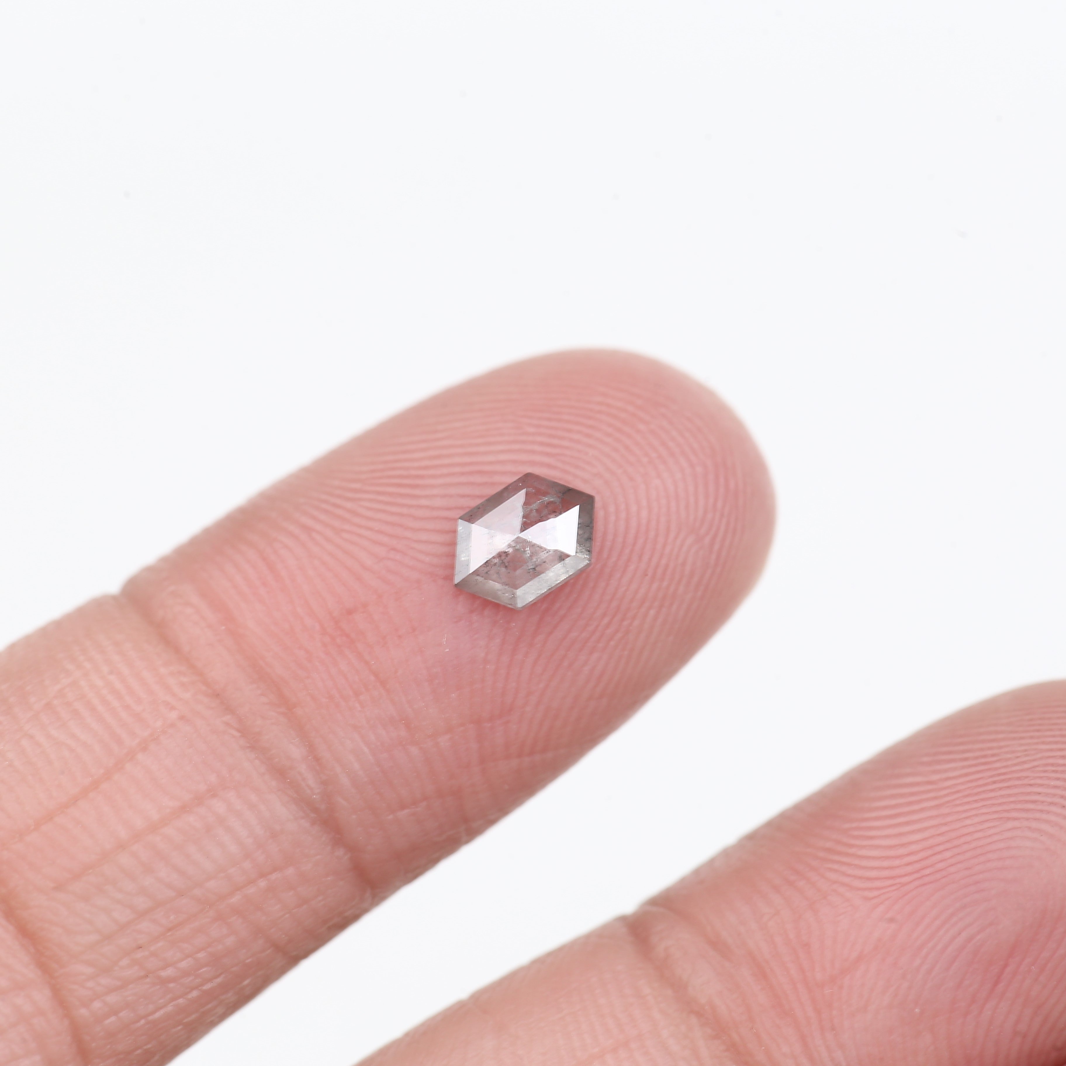 0.36 Carat Natural Salt and Pepper Hexagon Cut Diamond 6 MM