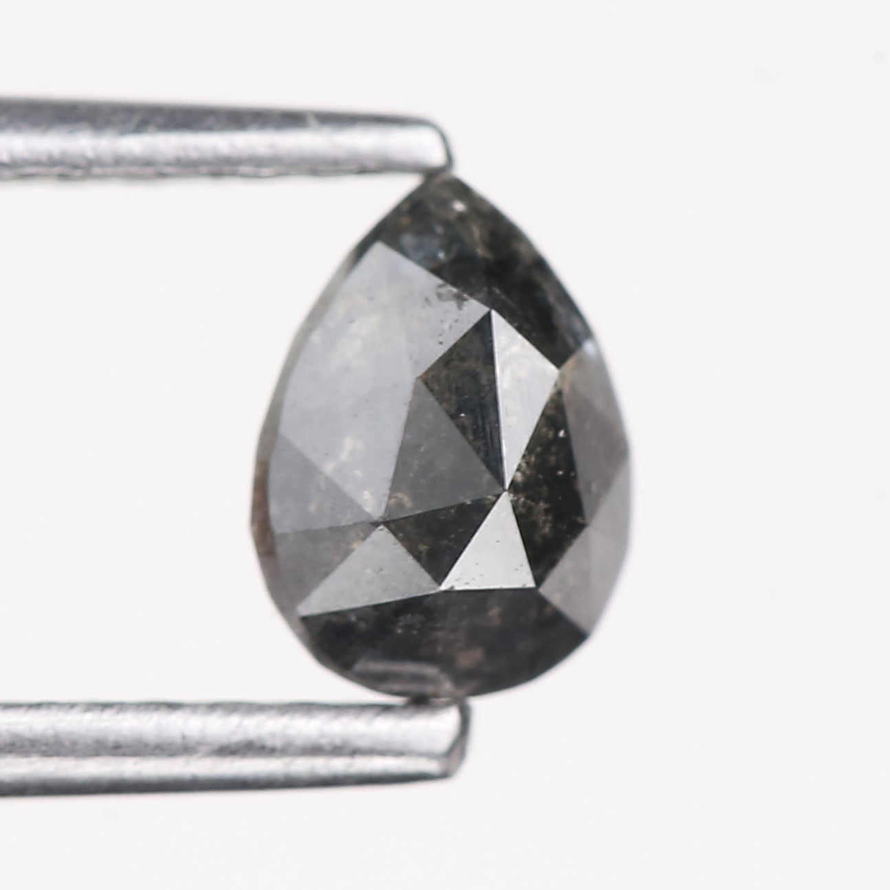 0.61 Carat Natural Black Pear Cut Salt And Pepper Diamond 5.72 MM