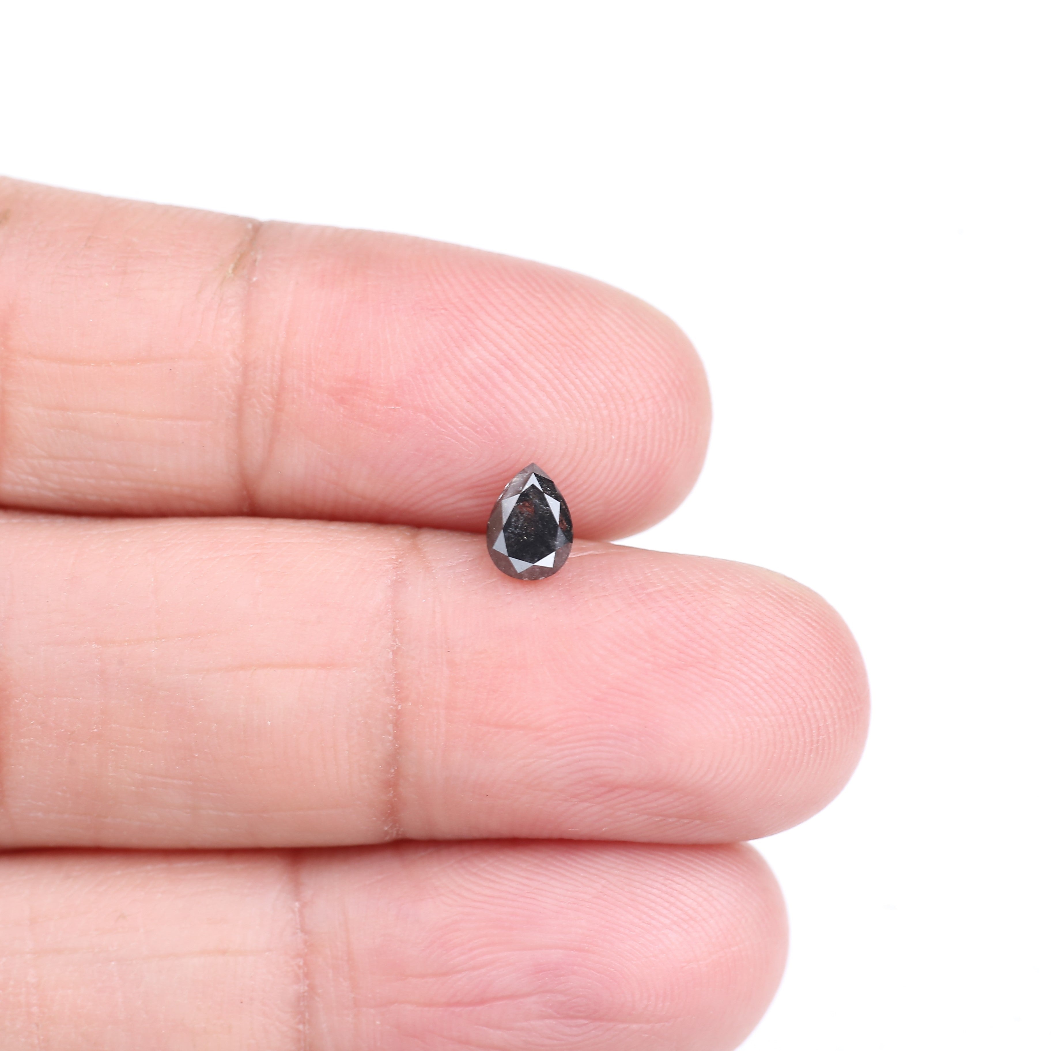 0.61 Carat Natural Black Pear Cut Salt And Pepper Diamond 5.72 MM