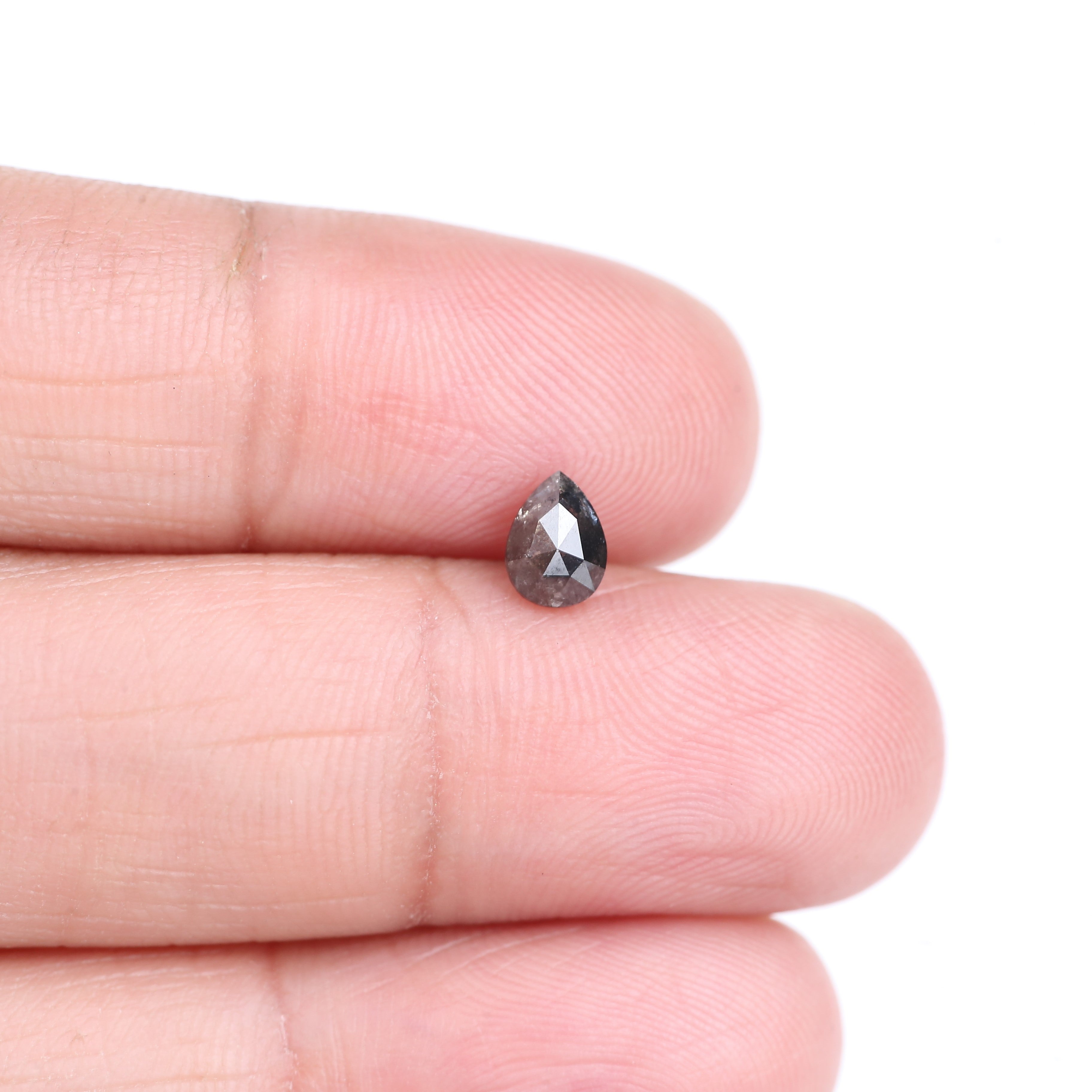 0.61 Carat Natural Black Pear Cut Salt And Pepper Diamond 5.72 MM