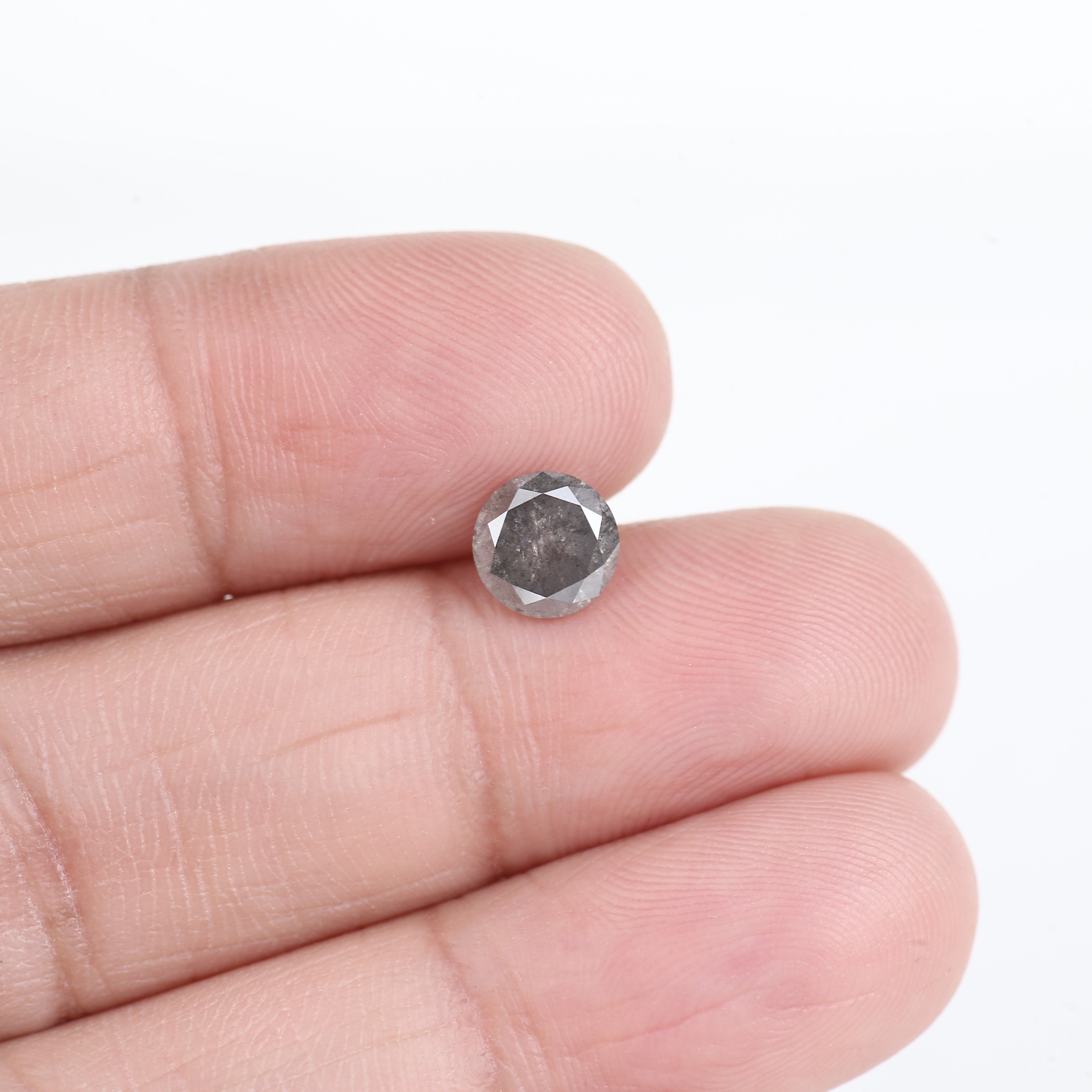 1 Carat Stormy Gray Round Salt and Pepper Diamond Canadian Origin 6.50 MM