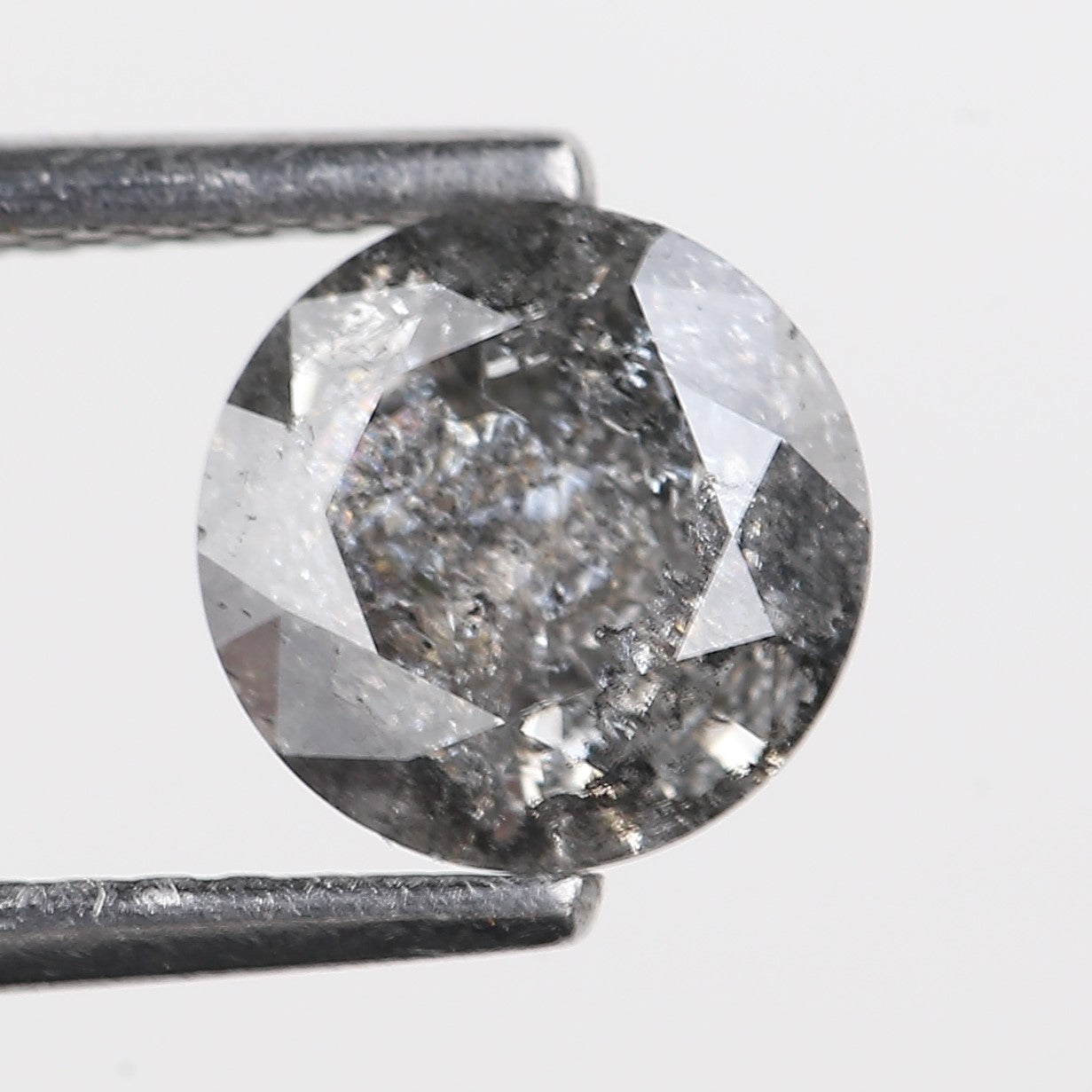 0.94 Carat Natural Gray Salt and Pepper Round Unique Diamonds 6.60 MM