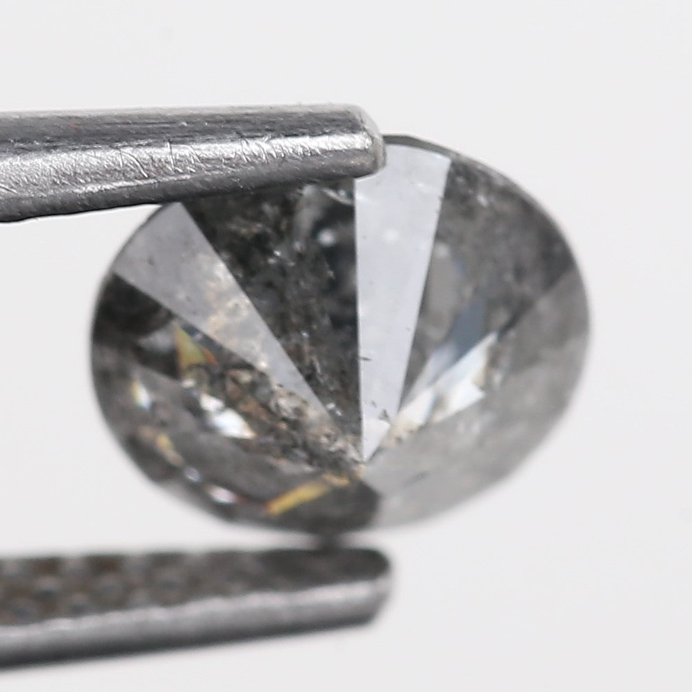 0.94 Carat Natural Gray Salt and Pepper Round Unique Diamonds 6.60 MM