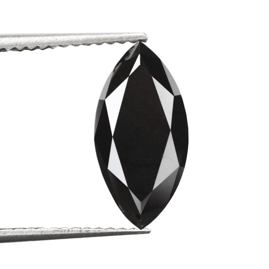 2.39 Carat Marquise Brilliant Cut Fancy Natural Black Diamond 13.16 MM