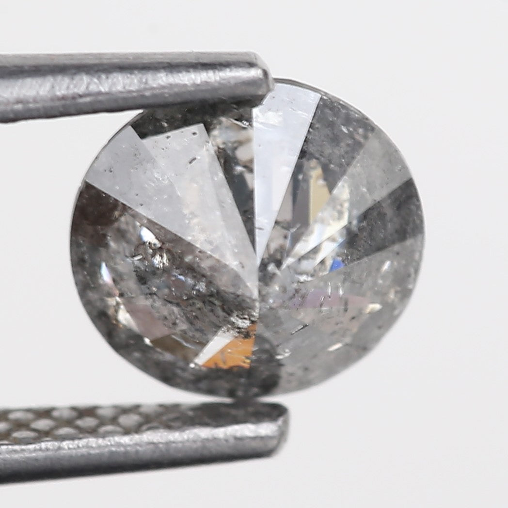 0.94 Carat Natural Gray Salt and Pepper Round Unique Diamonds 6.60 MM