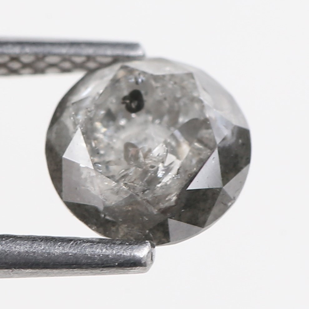 1.10 Carat Natural Salt And Pepper Gray Round Opalescent Diamond 6.40 MM