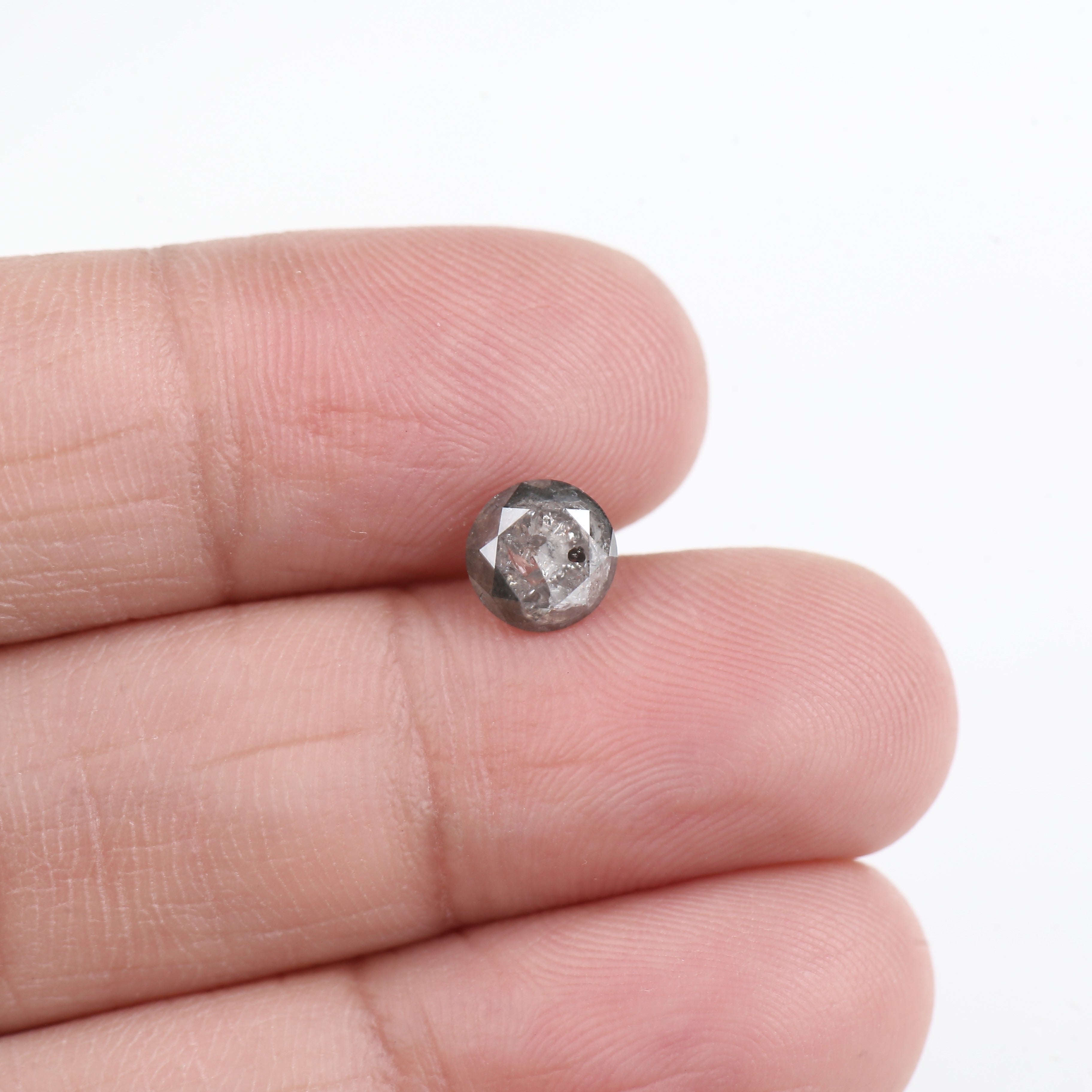 1.10 Carat Natural Salt And Pepper Gray Round Opalescent Diamond 6.40 MM