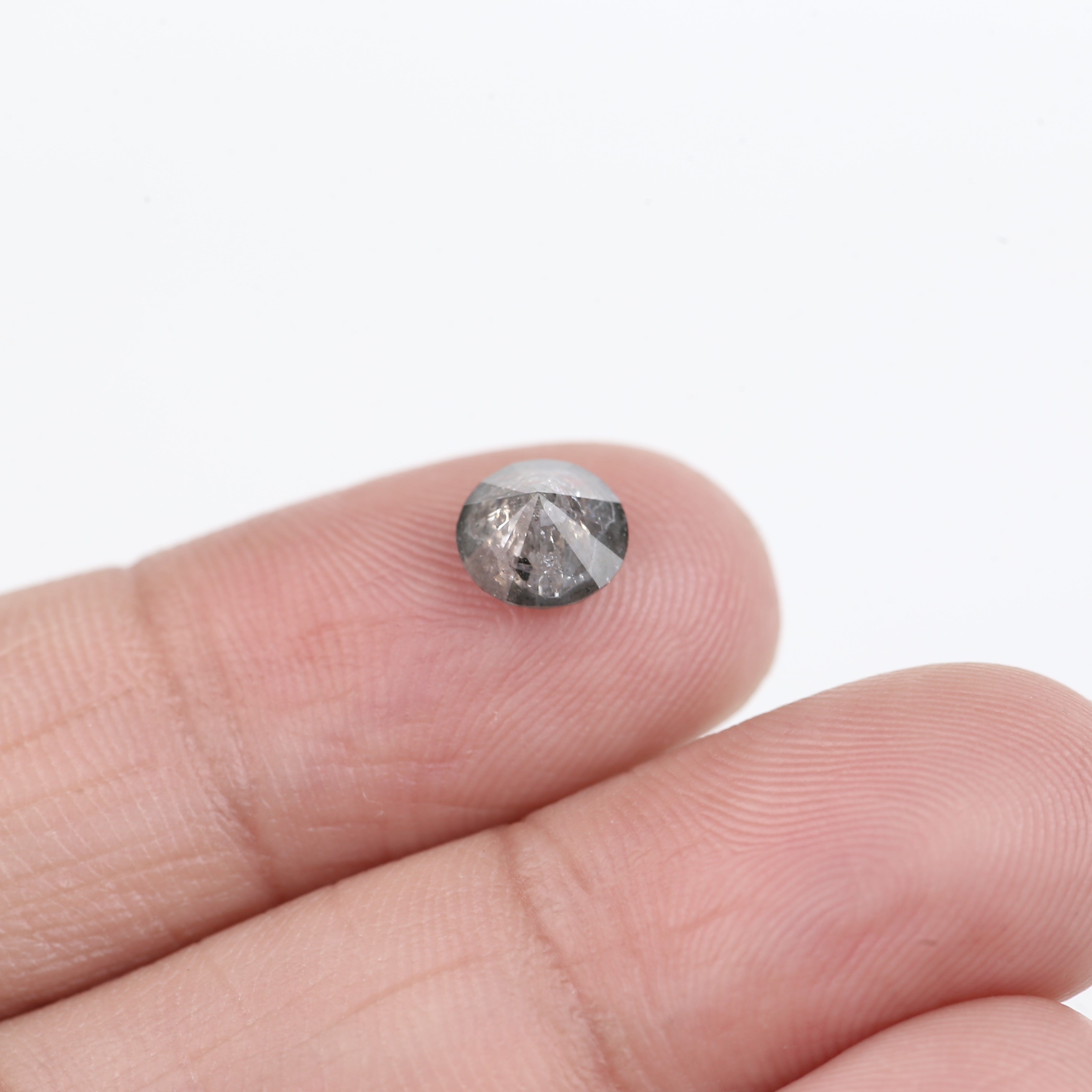 1.10 Carat Natural Salt And Pepper Gray Round Opalescent Diamond 6.40 MM