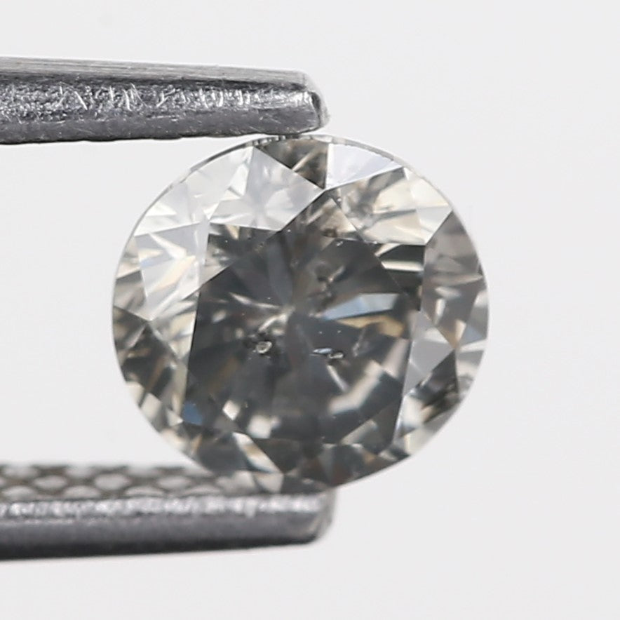 0.50 Carat Fancy Gray Round Brilliant Diamond 4.90 MM