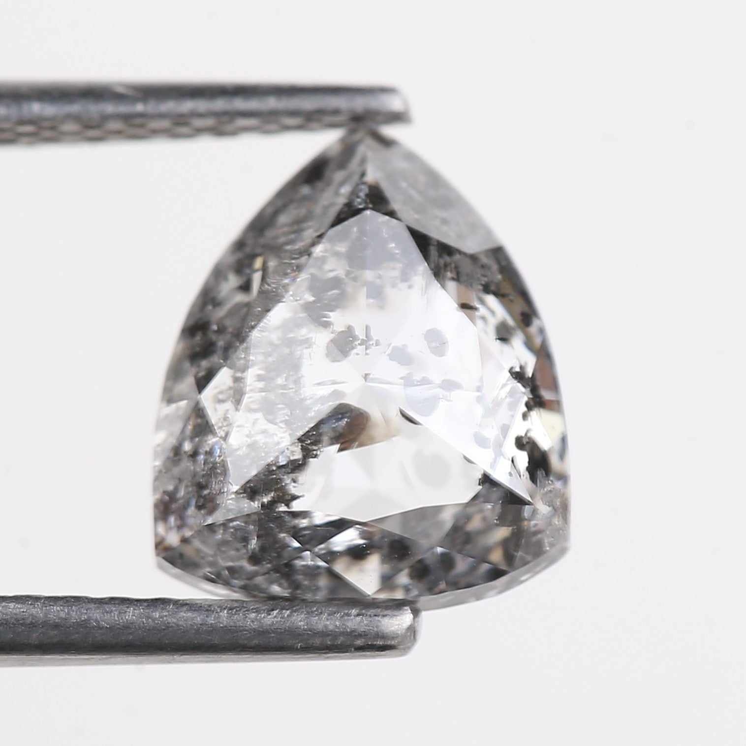 2.40 Carat Natural Salt Pepper Grey Shield Cut Loose Diamond 9.02 MM