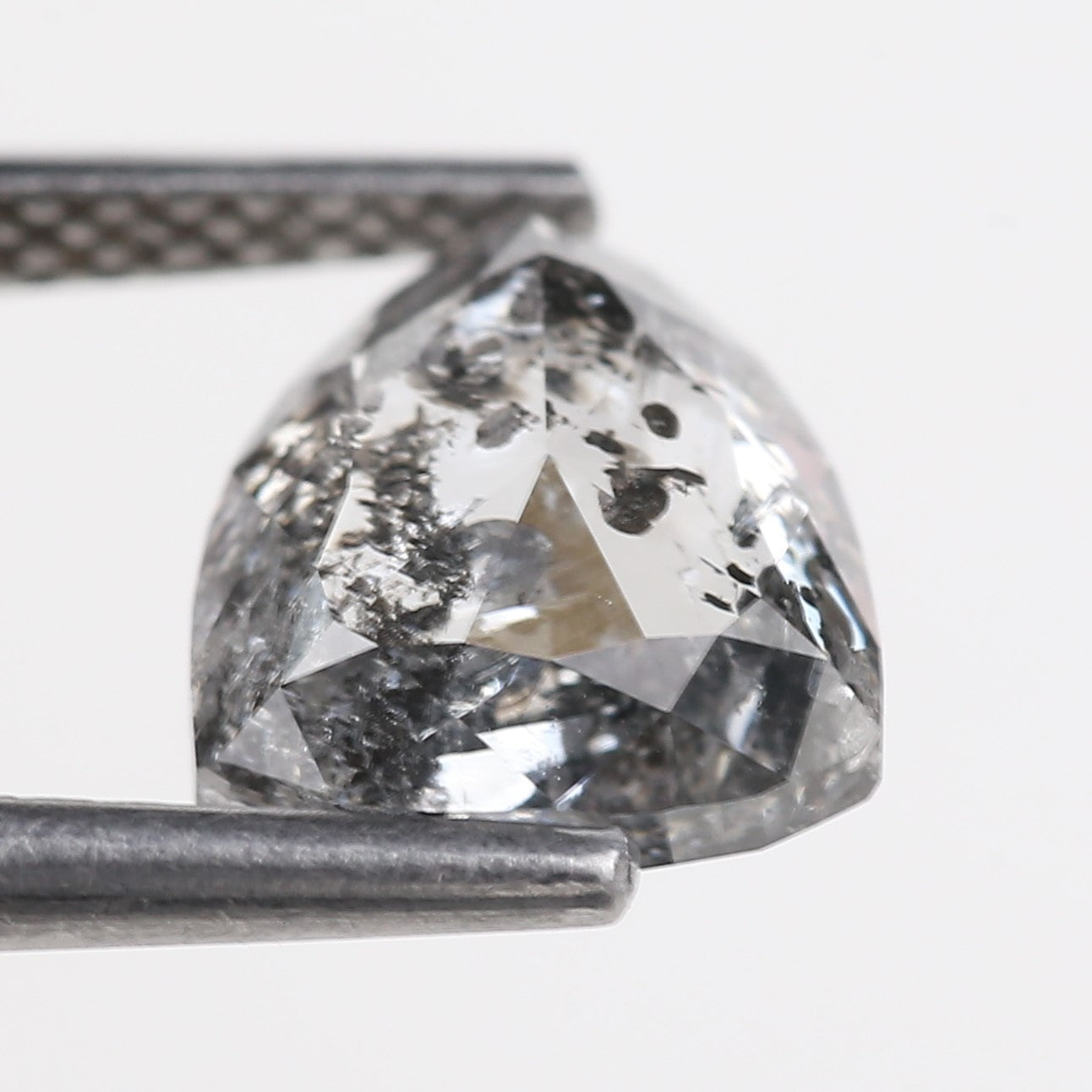 2.40 Carat Natural Salt Pepper Grey Shield Cut Loose Diamond 9.02 MM