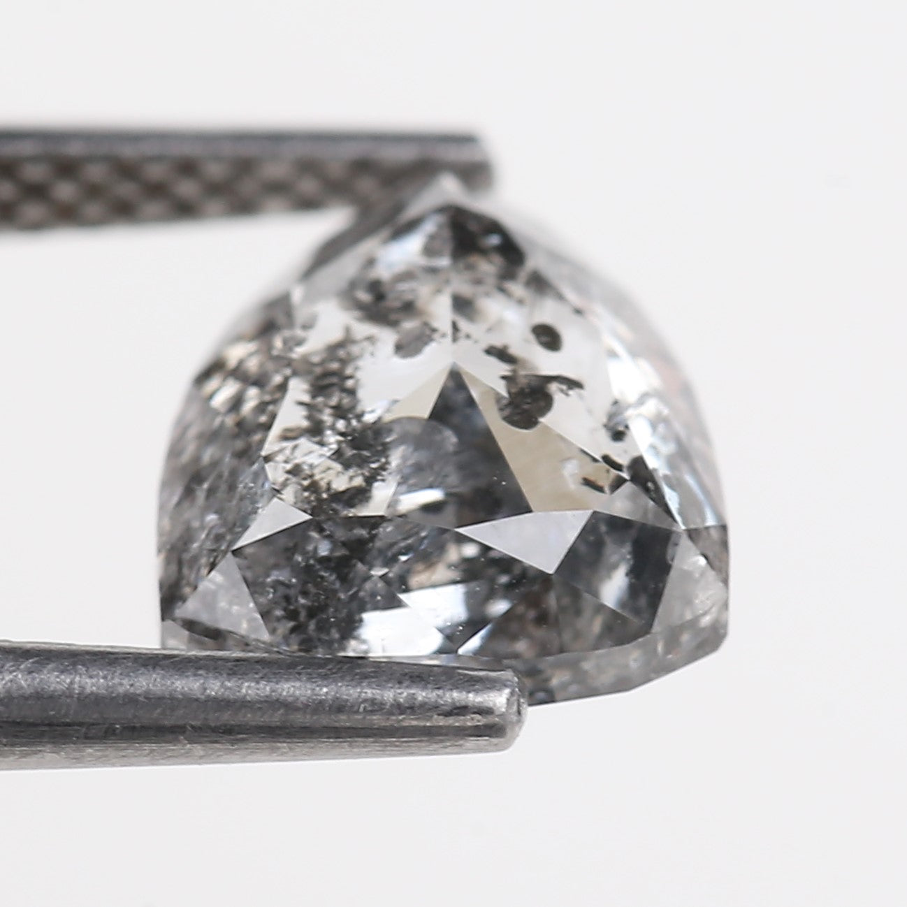 2.40 Carat Natural Salt Pepper Grey Shield Cut Loose Diamond 9.02 MM