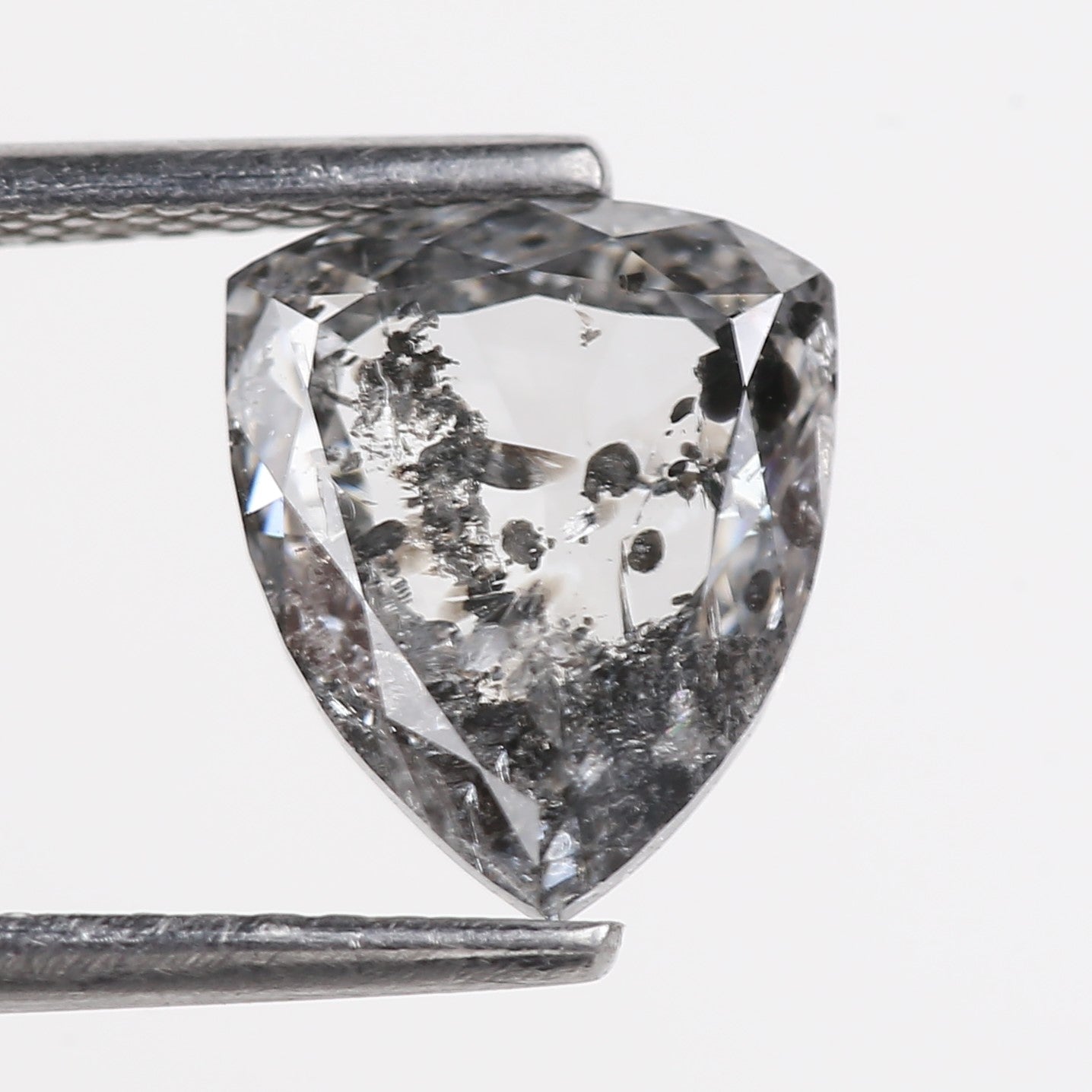 2.40 Carat Natural Salt Pepper Grey Shield Cut Loose Diamond 9.02 MM