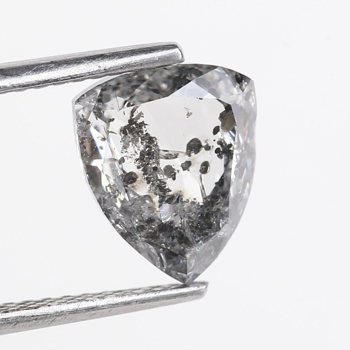 2.40 Carat Natural Salt Pepper Grey Shield Cut Loose Diamond 9.02 MM