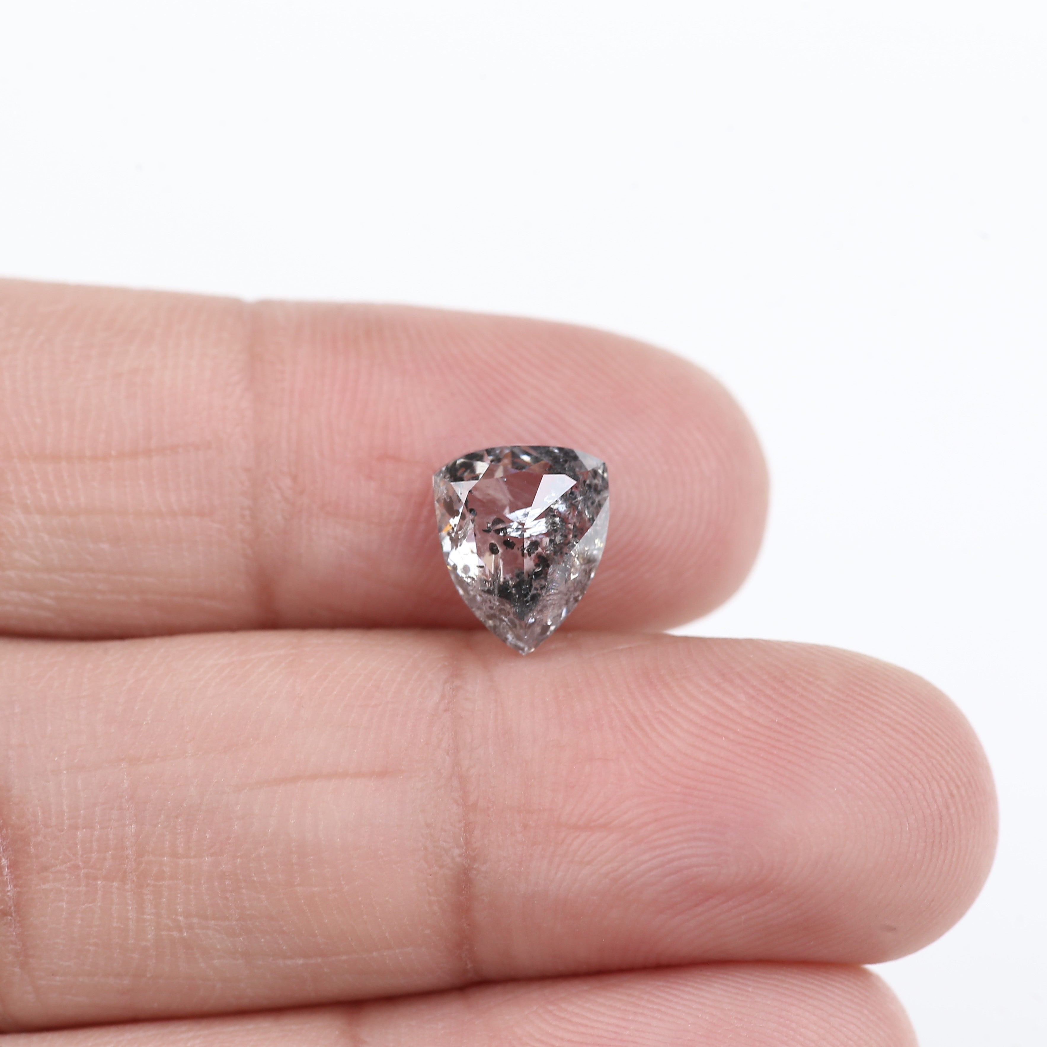 2.40 Carat Natural Salt Pepper Grey Shield Cut Loose Diamond 9.02 MM